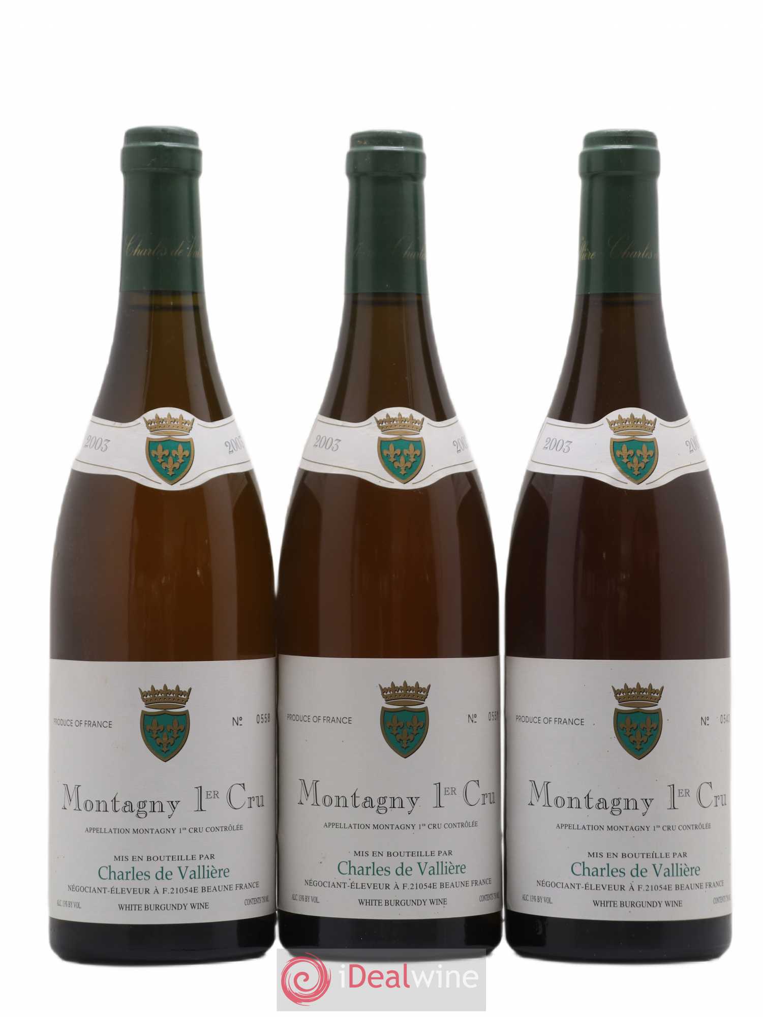 Montagny 1er Cru Charles de Vallière 2003 - Posten von 3 Flaschen - 0