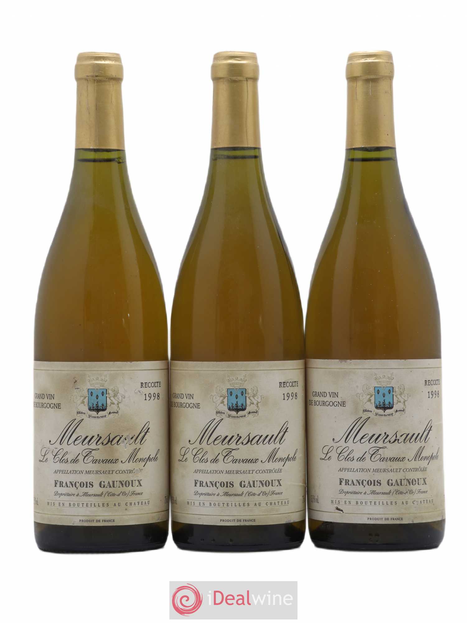 Meursault 1er Cru Clos de Tavaux Monopole Francois Gaunoux 1998 - Posten von 3 Flaschen - 0