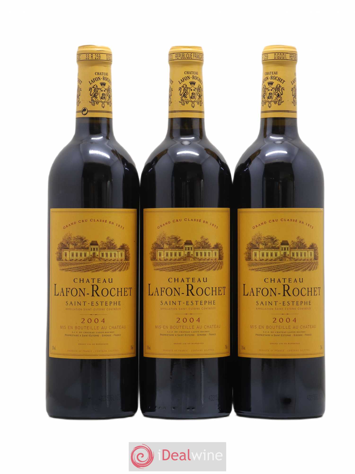Château Lafon Rochet 4ème Grand Cru Classé 2004 - Lot de 3 bouteilles - 0
