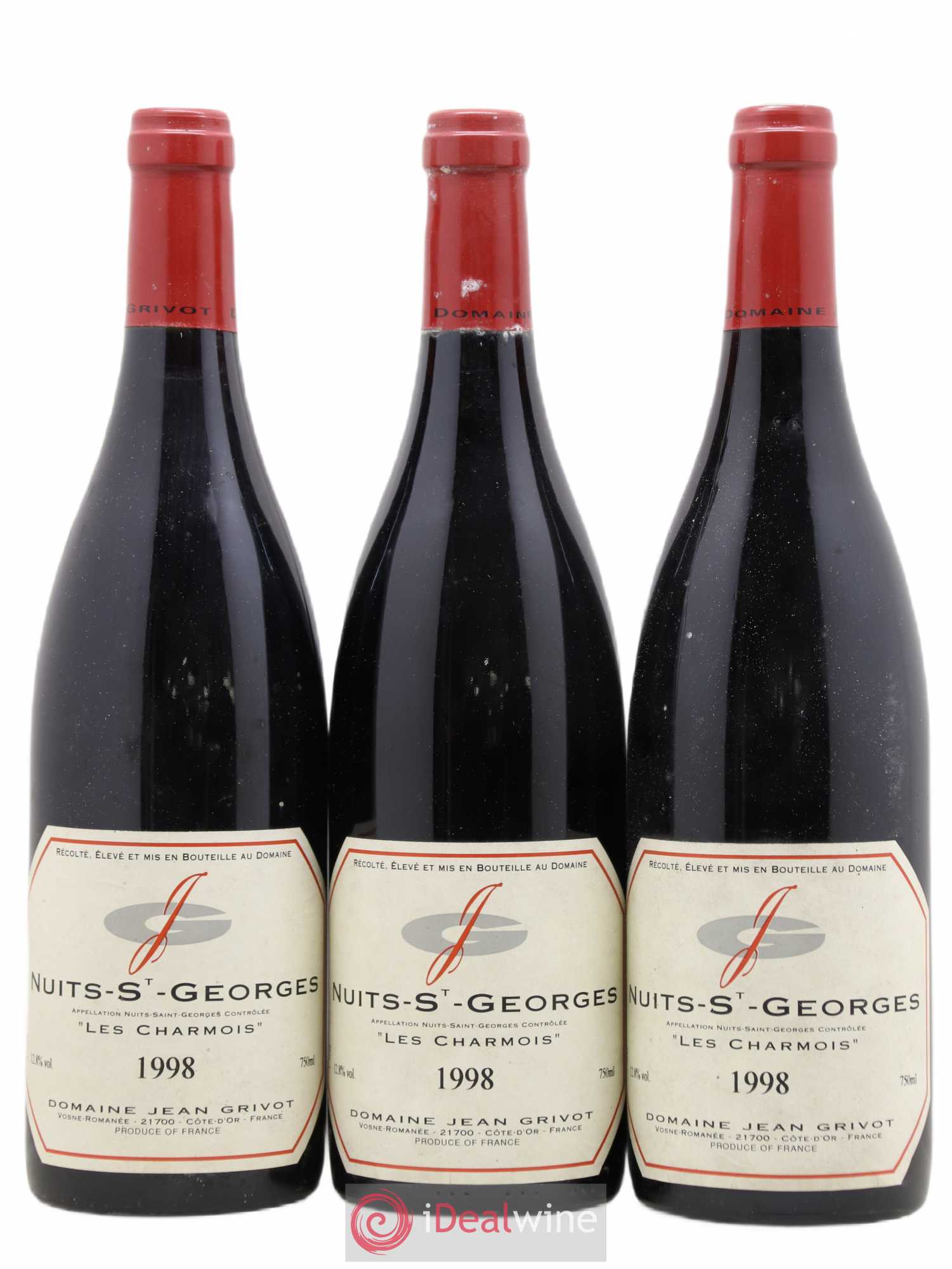 Nuits-Saint-Georges Les Charmois Jean Grivot 1998 - Lot de 3 bouteilles - 0