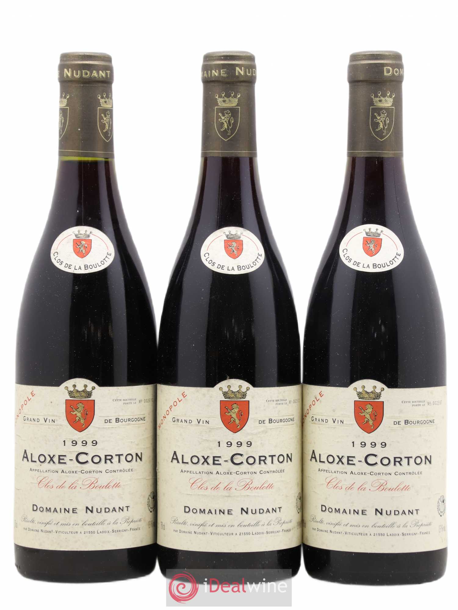 Aloxe-Corton Clos De La Boulotte Monopole Domaine Nudant 1999 - Posten von 3 Flaschen - 0