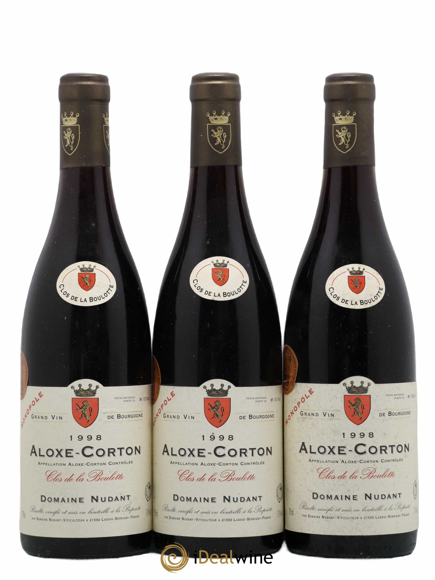 Aloxe-Corton Clos De La Boulotte Monopole Domaine Nudant 1998 - Posten von 3 Flaschen - 0