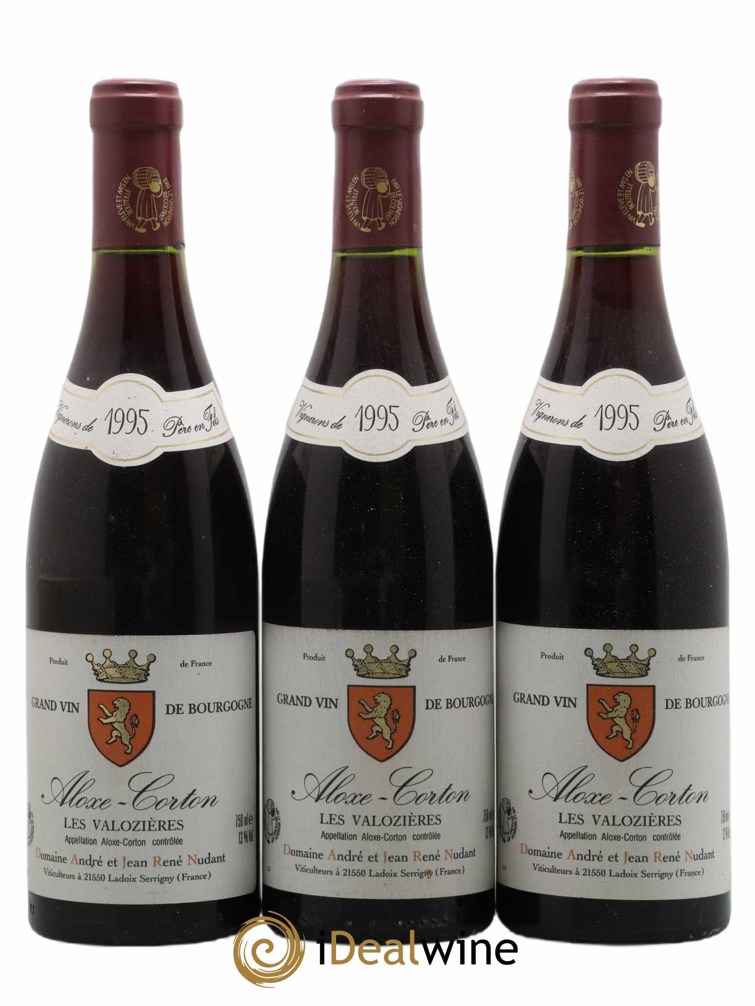 Aloxe-Corton Les Valozieres Domaine Nudant 1995 - Lot de 3 bouteilles - 0