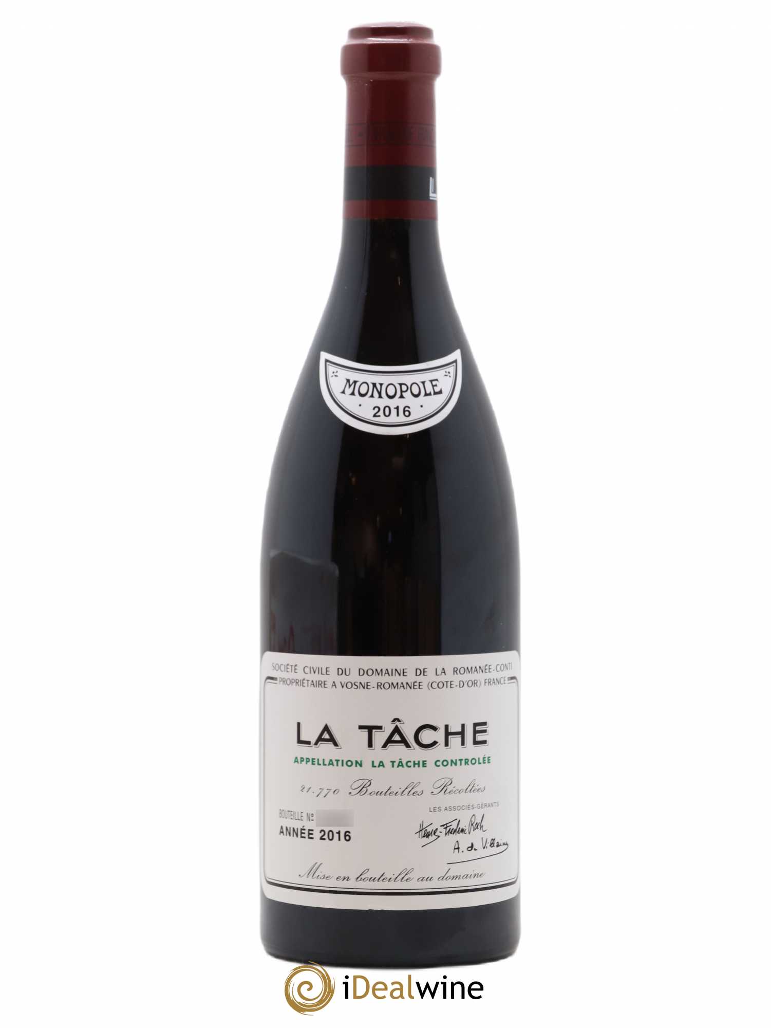 La Tâche Grand Cru Domaine de la Romanée-Conti 2016 - Lot de 1 bouteille - 0