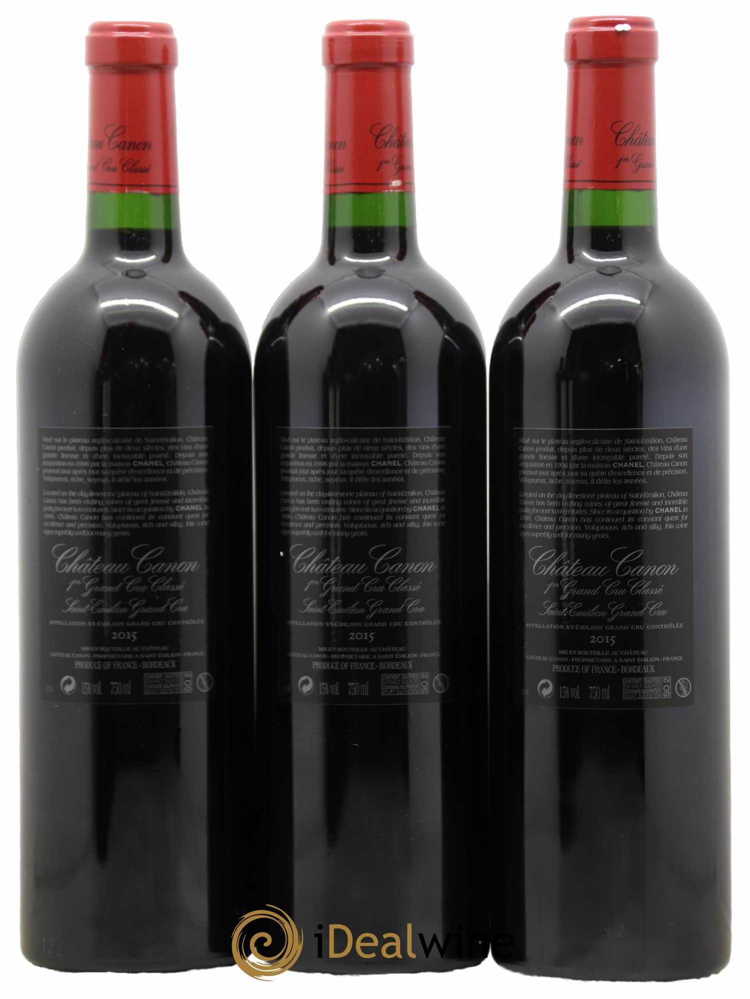 Château Canon 1er Grand Cru Classé B 2015 - Lot de 3 bouteilles - 1