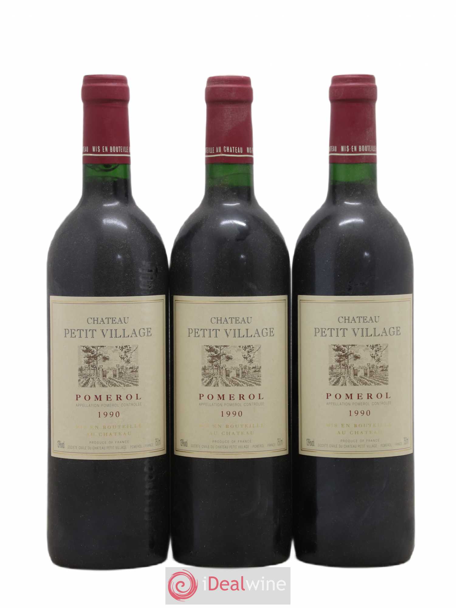 Château Petit Village 1990 - Lot de 3 bouteilles - 0