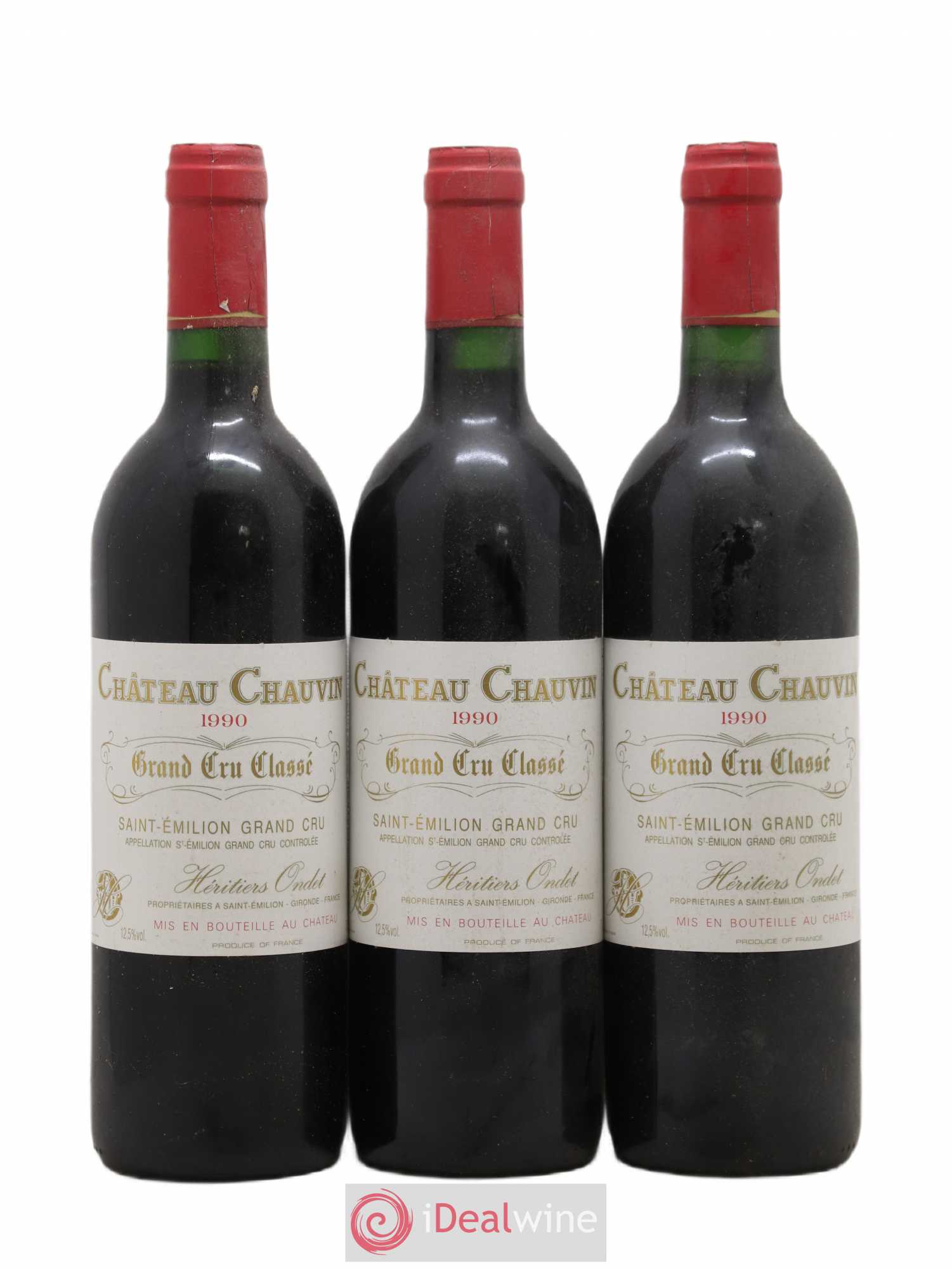 Château Chauvin Grand Cru Classé 1990 - Lot de 3 bouteilles - 0