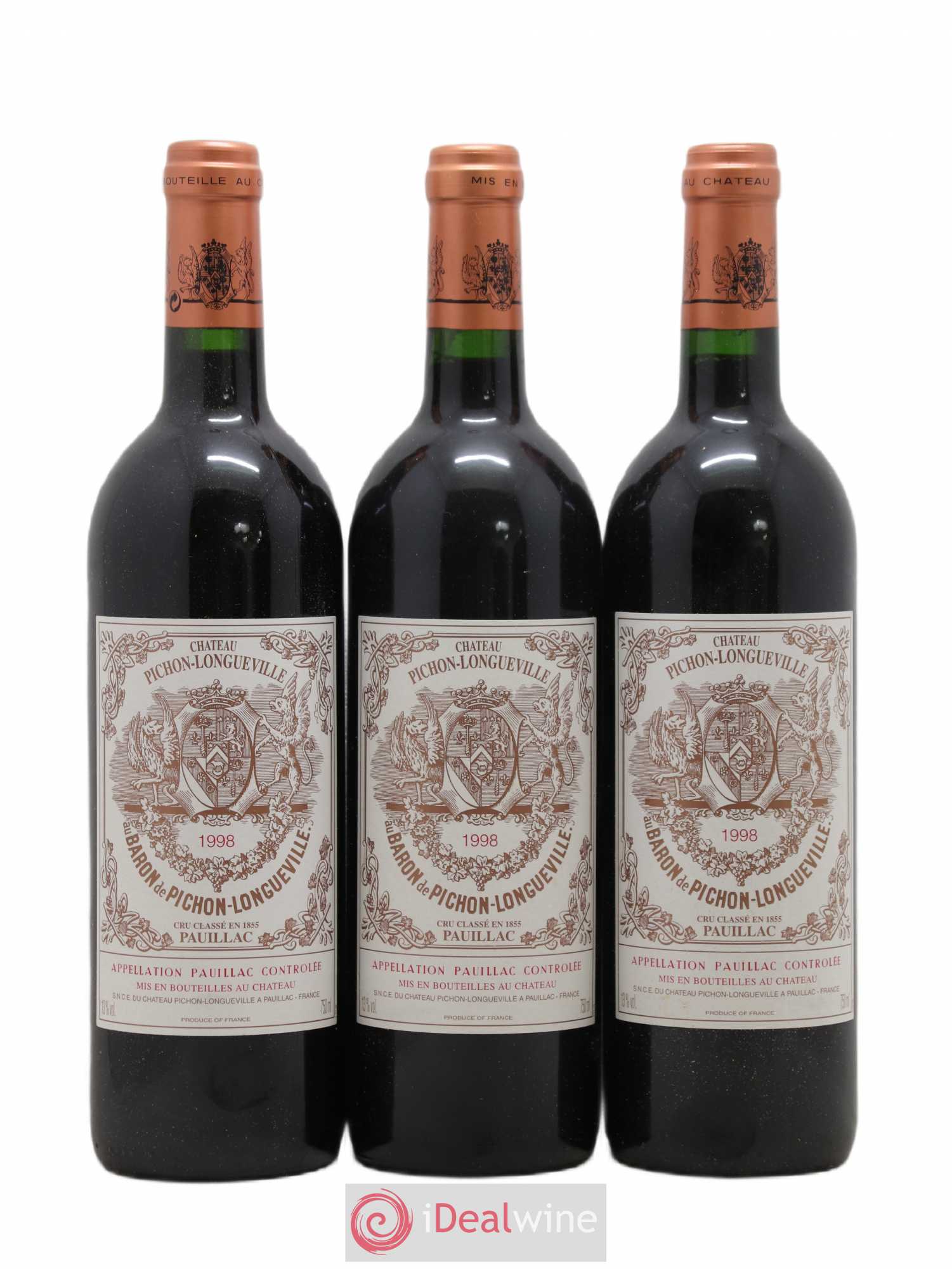 Pichon Longueville Baron 2ème Grand Cru Classé 1998 - Lot de 3 bouteilles - 0