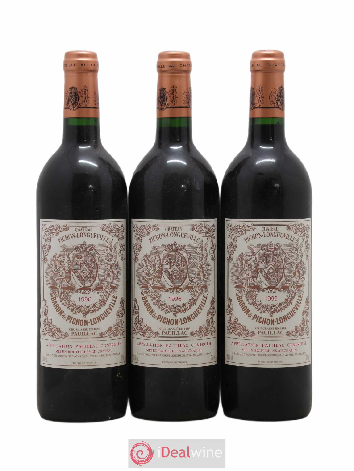 Pichon Longueville Baron 2ème Grand Cru Classé 1996 - Lot de 3 bouteilles - 0