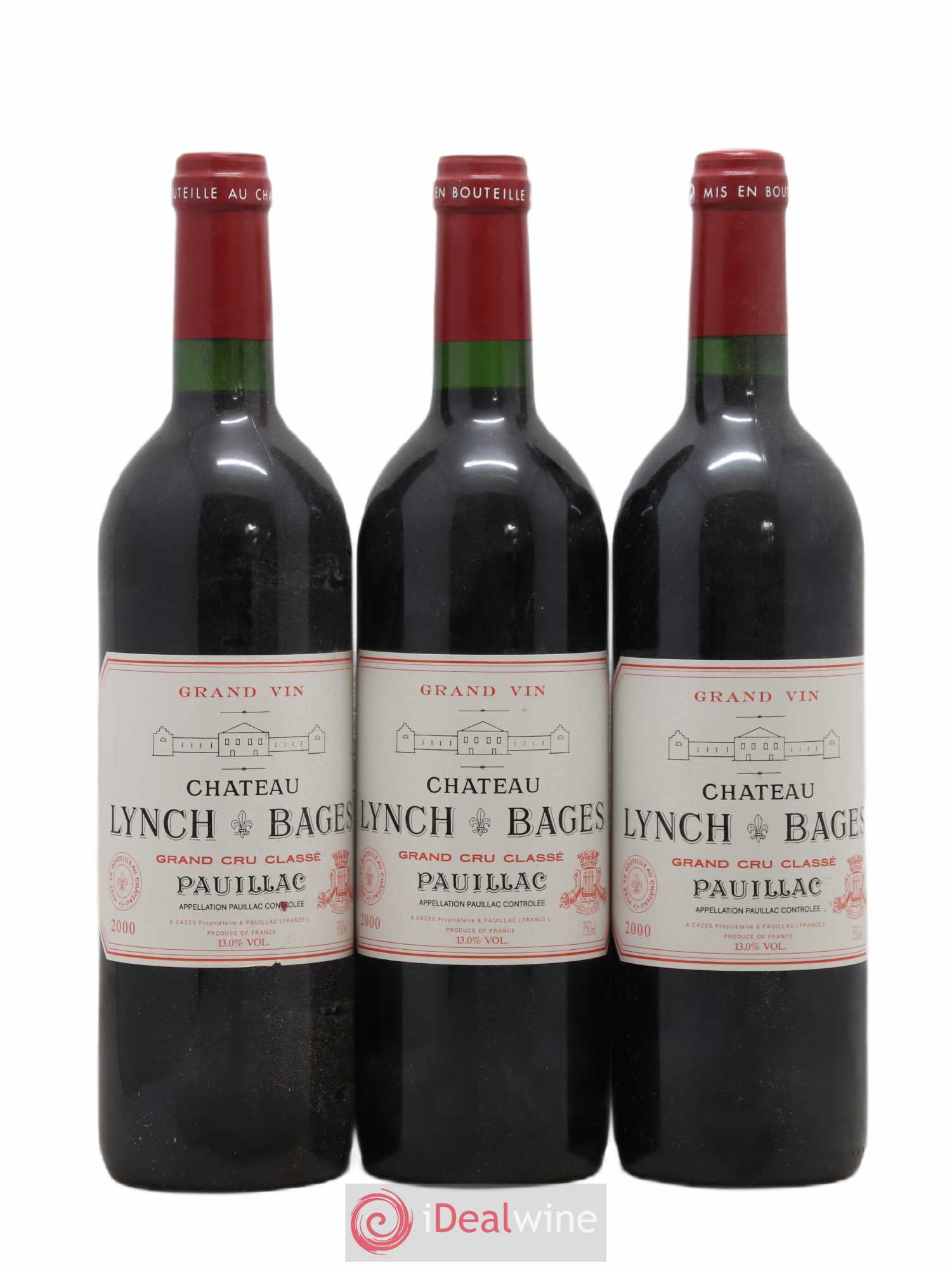 Château Lynch Bages 5ème Grand Cru Classé 2000 - Lot de 3 bouteilles - 0