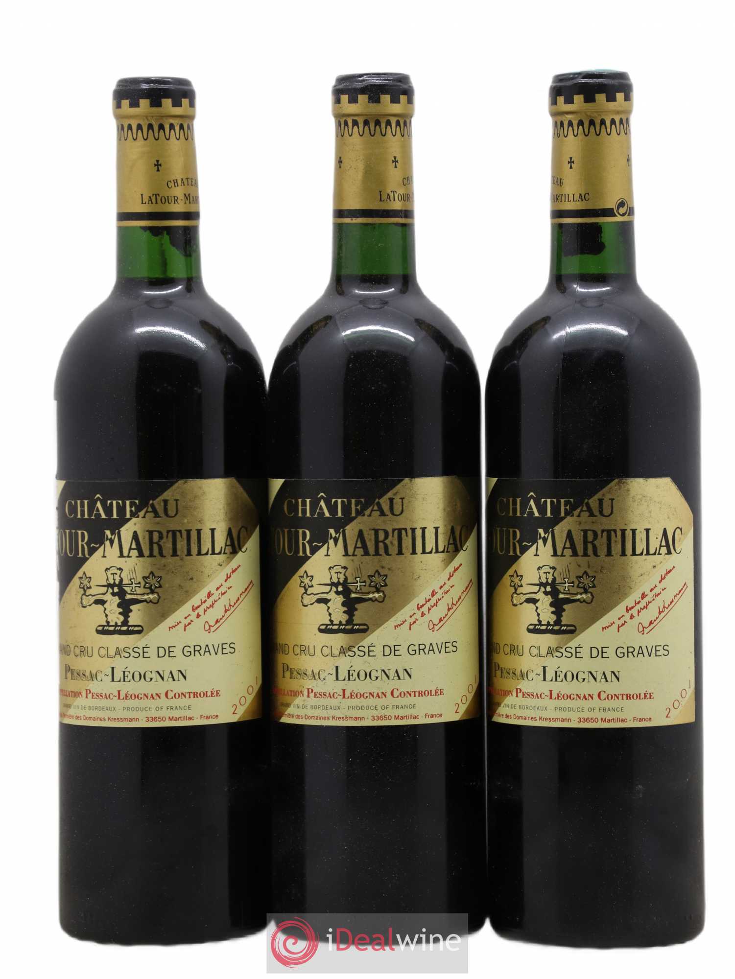 Château Latour-Martillac Cru Classé de Graves 2001 - Lot de 3 bouteilles - 0