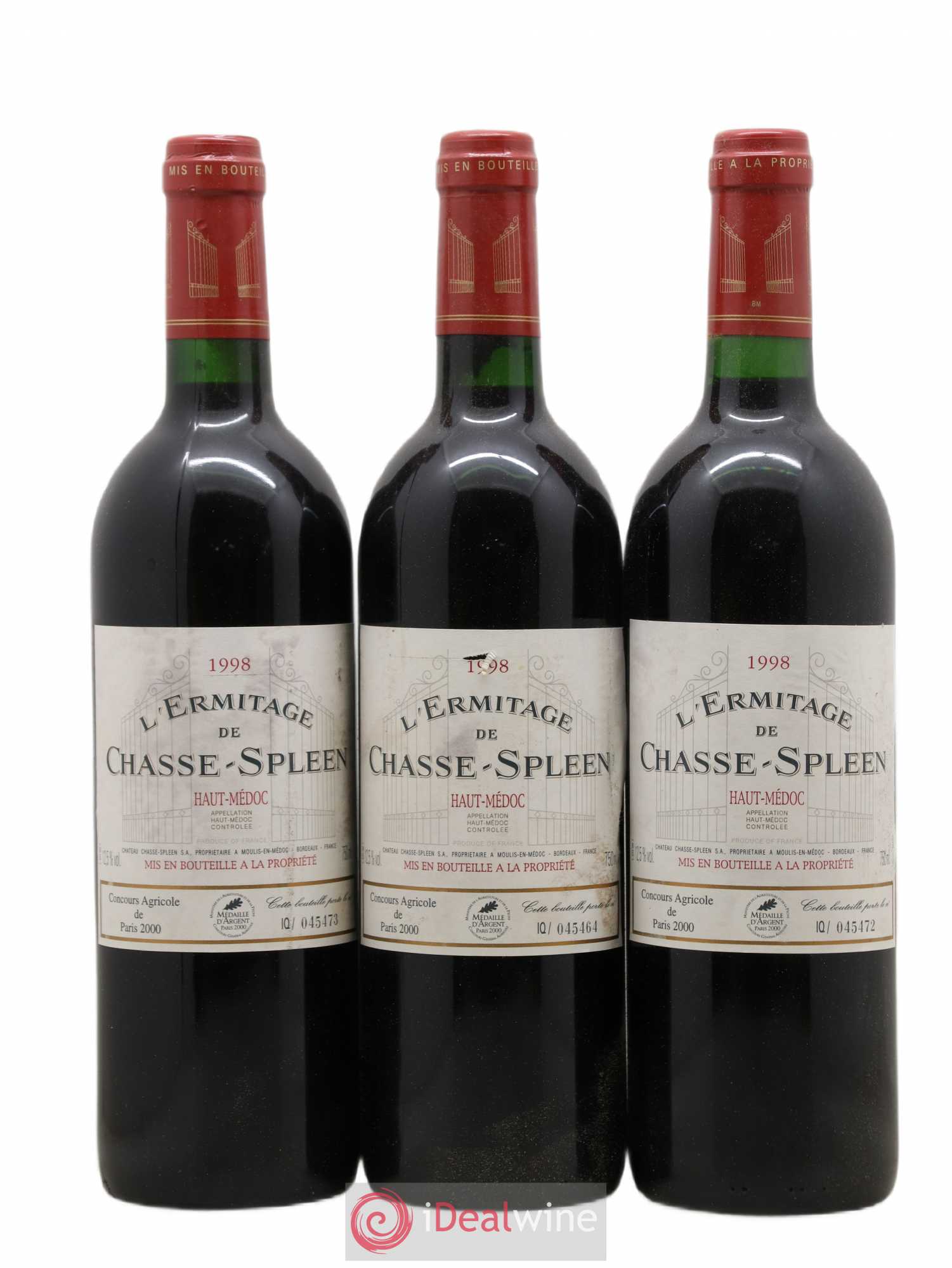 Héritage (Ermitage) de Chasse Spleen 1998 - Lot de 3 bouteilles - 0