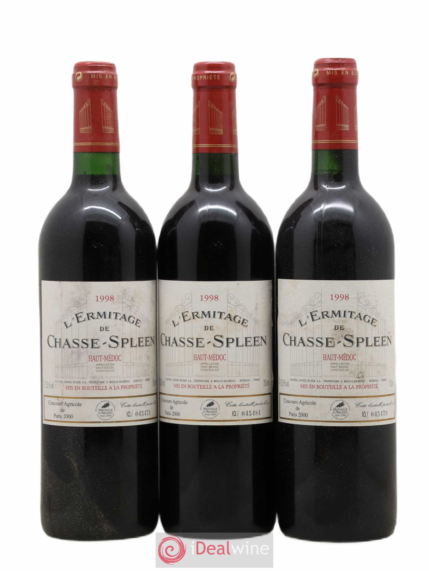 Héritage (Ermitage) de Chasse Spleen 1998 - Lot de 3 bouteilles - 0