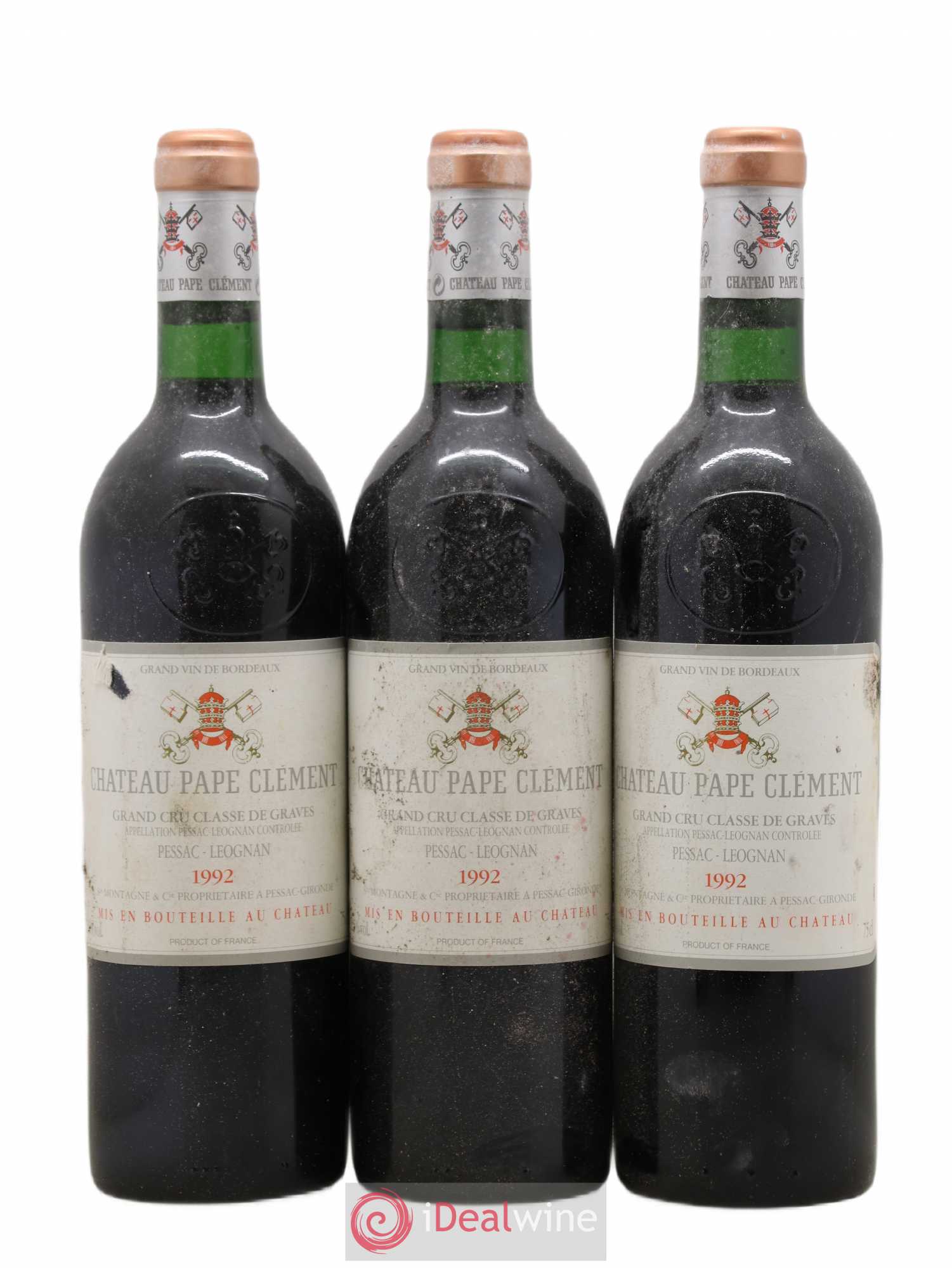 Château Pape Clément Cru Classé de Graves 1992 - Lot de 3 bouteilles - 0