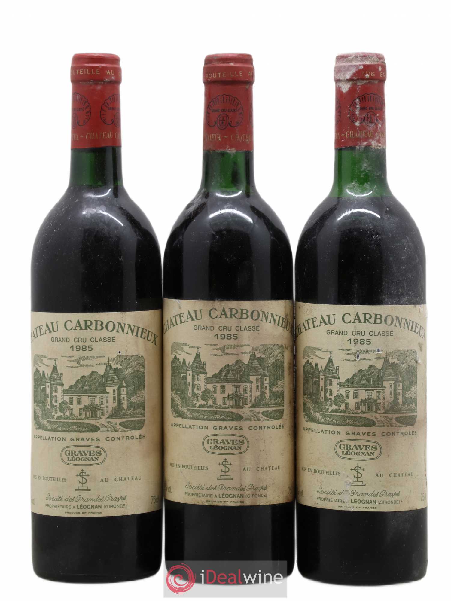 Château Carbonnieux Cru Classé de Graves 1985 - Lot de 3 bouteilles - 0