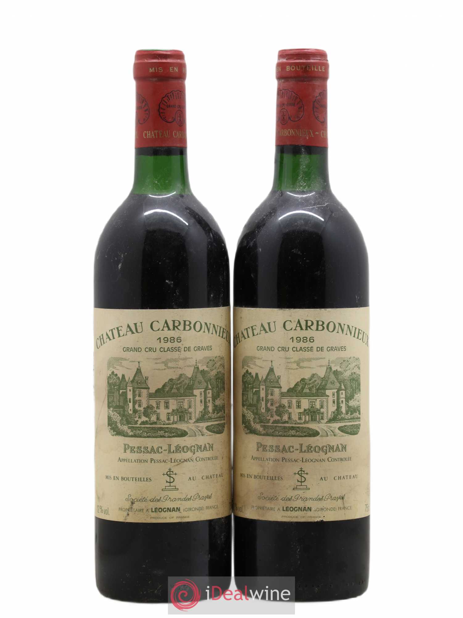 Château Carbonnieux Cru Classé de Graves 1986 - Lot de 2 bouteilles - 0