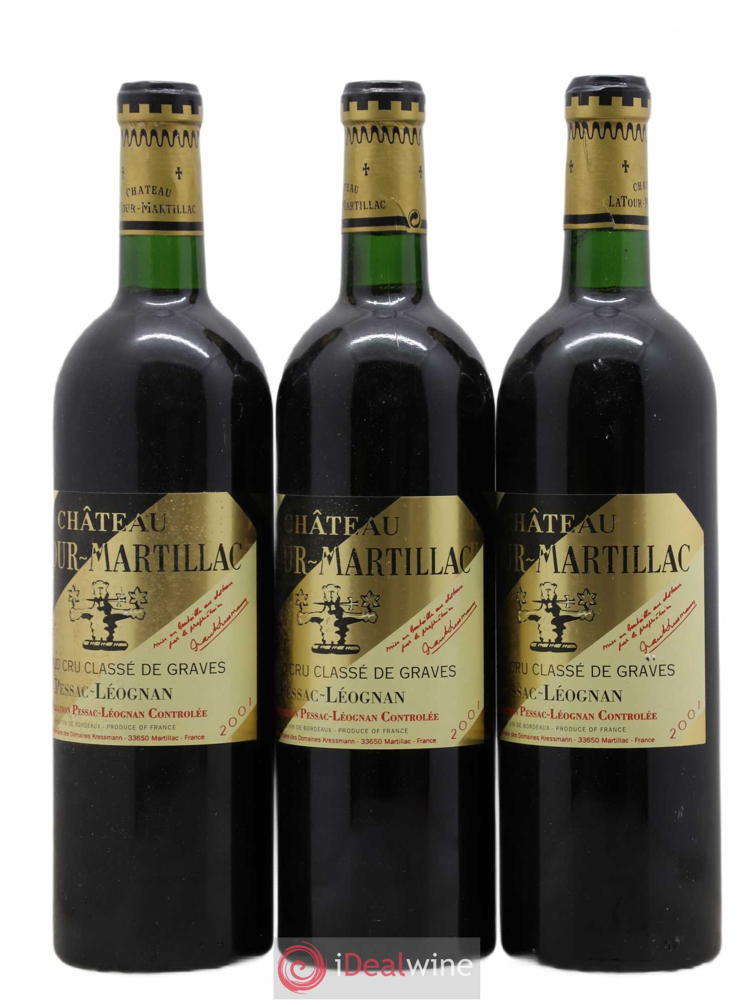 Château Latour-Martillac Cru Classé de Graves 2001 - Lot de 3 bouteilles - 0