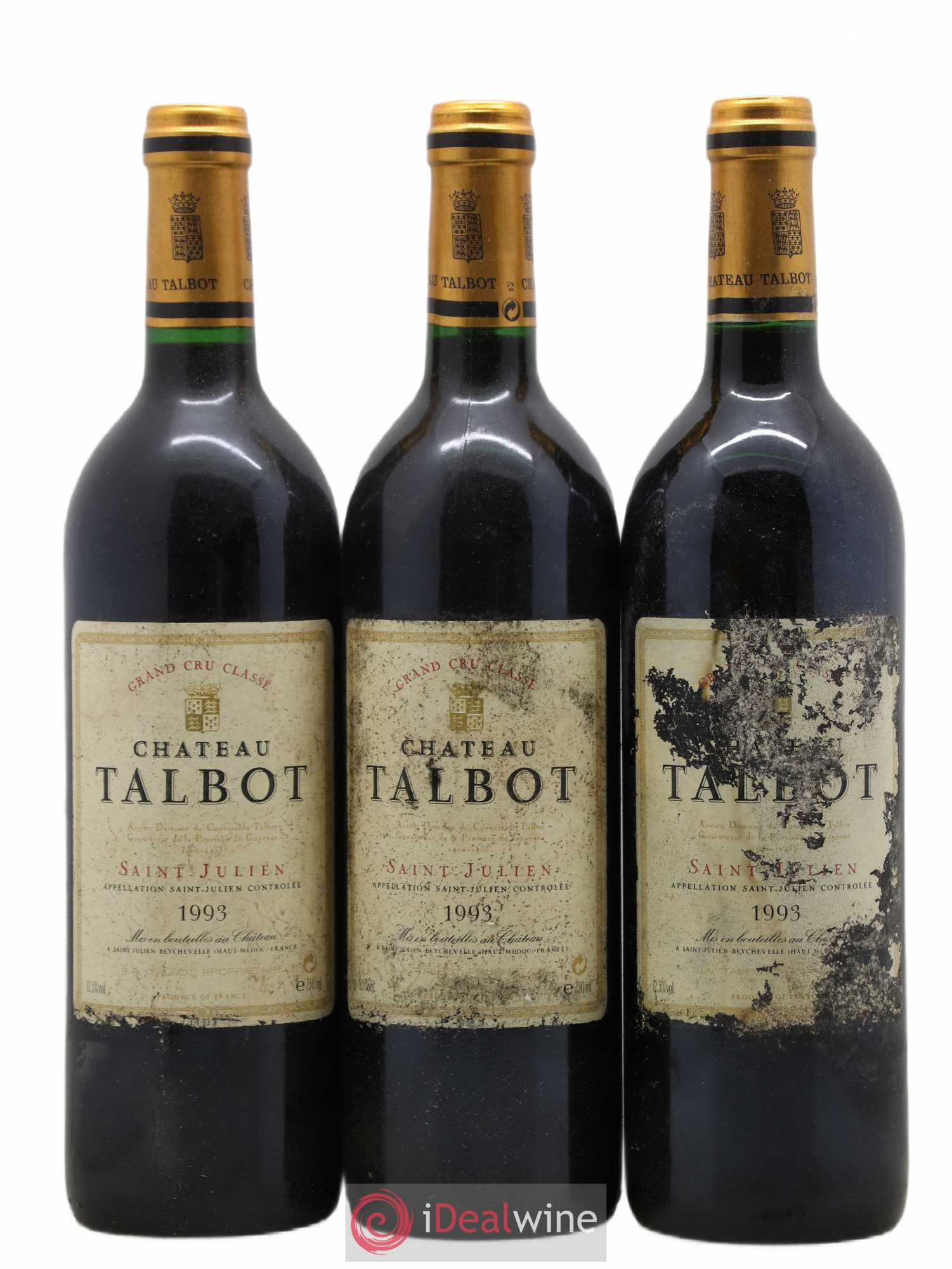 Château Talbot 4ème Grand Cru Classé 1993 - Lot de 3 bouteilles - 0