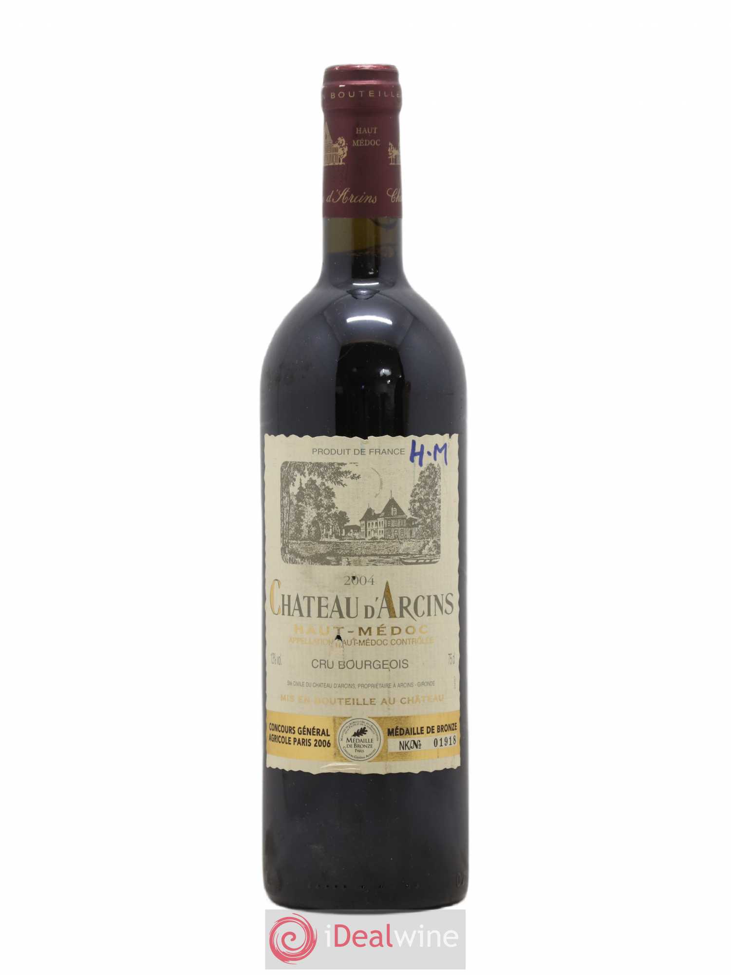 Château d' Arcins Cru Bourgeois 2004 - Lot de 1 bouteille - 0