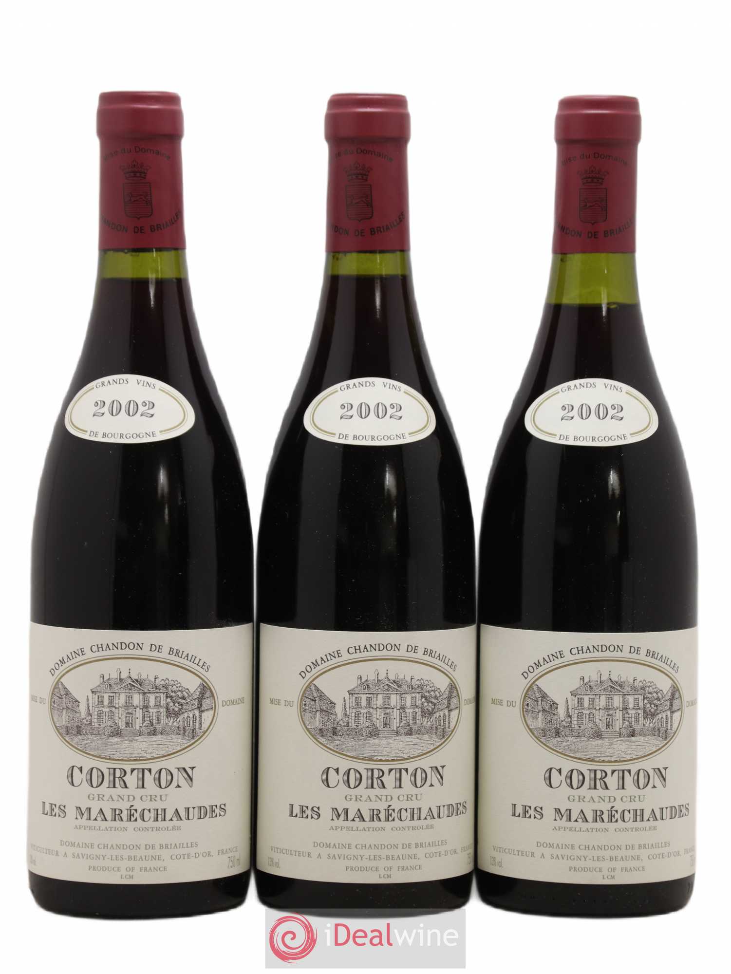 Corton Grand Cru Les Maréchaudes Chandon de Briailles 2002 - Lot de 3 bouteilles - 0