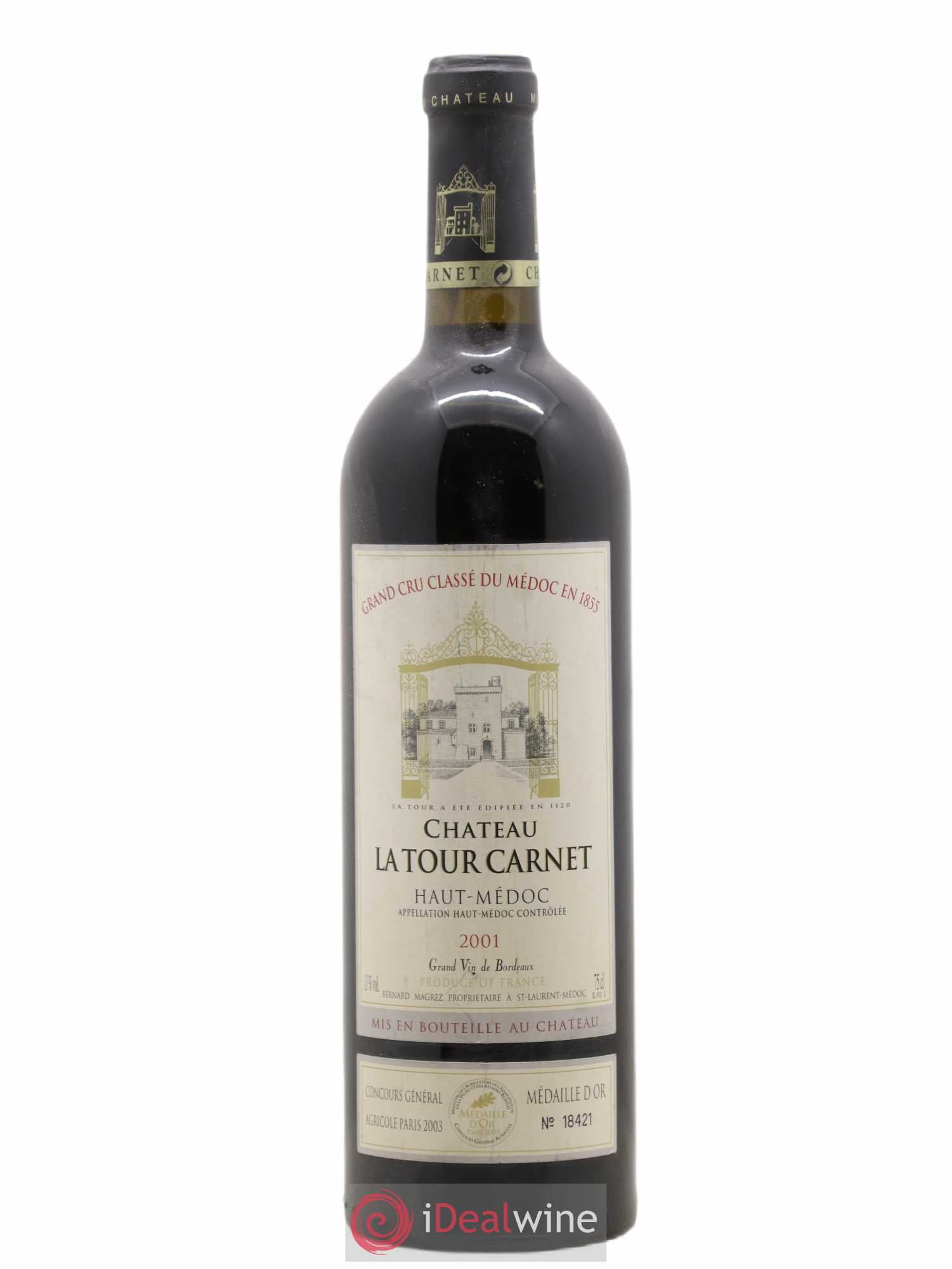 Château la Tour Carnet 4ème Grand Cru Classé 2001 - Lot de 1 bouteille - 0