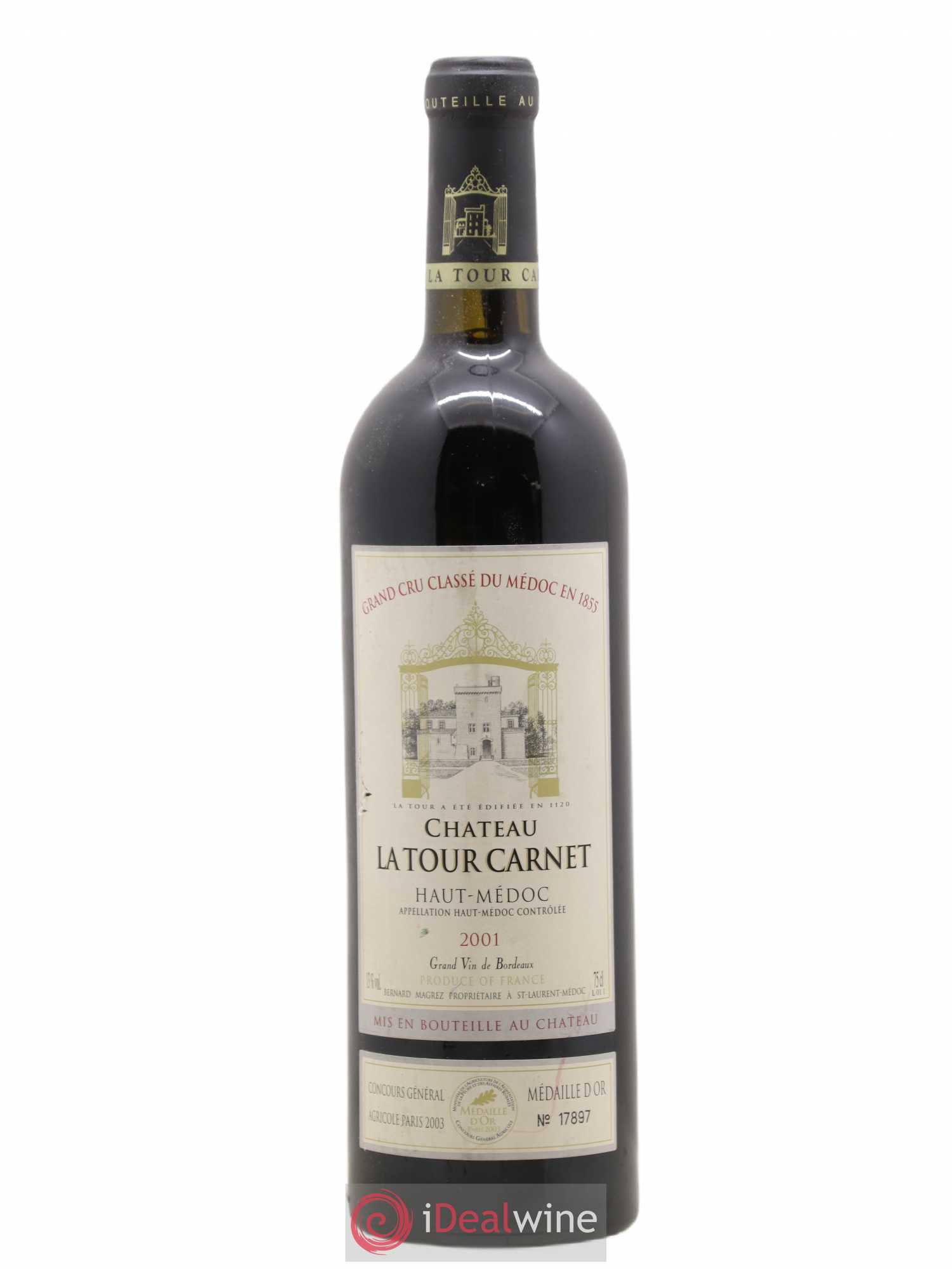 Château la Tour Carnet 4ème Grand Cru Classé 2001 - Lot de 1 bouteille - 0