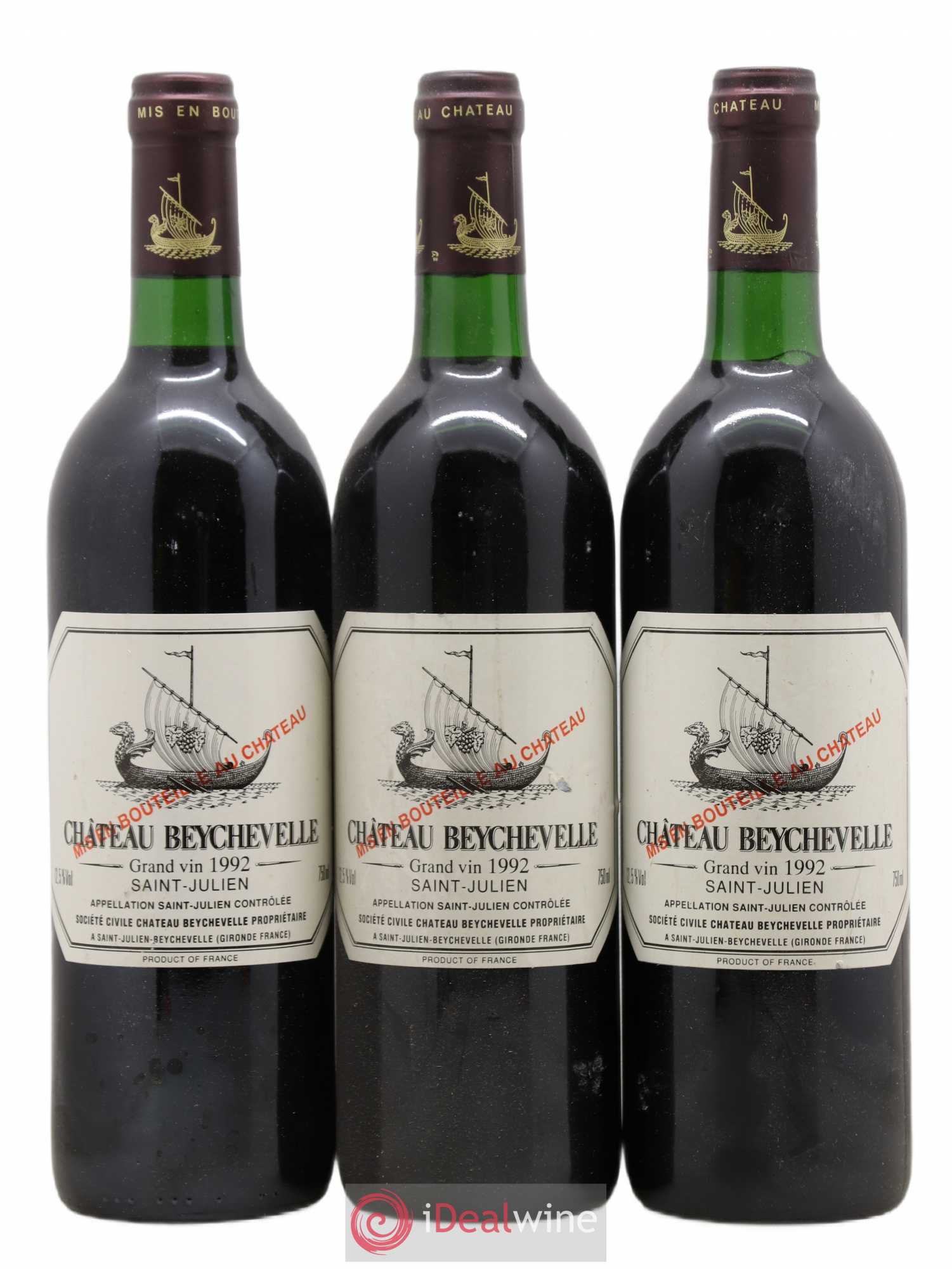 Château Beychevelle 4ème Grand Cru Classé 1992 - Lot de 3 bouteilles - 0