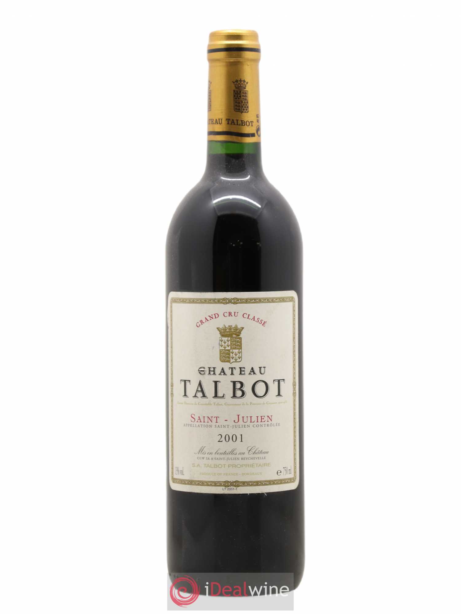 Château Talbot 4ème Grand Cru Classé 2001 - Lot de 1 bouteille - 0