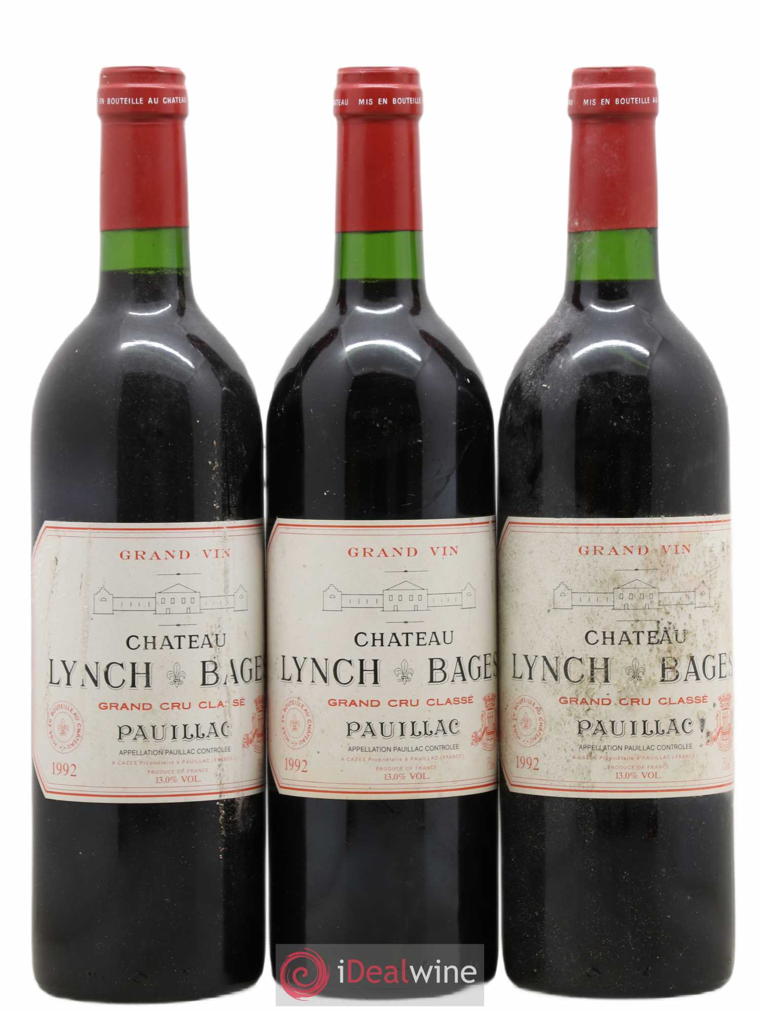 Château Lynch Bages 5ème Grand Cru Classé 1992 - Lot de 3 bouteilles - 0