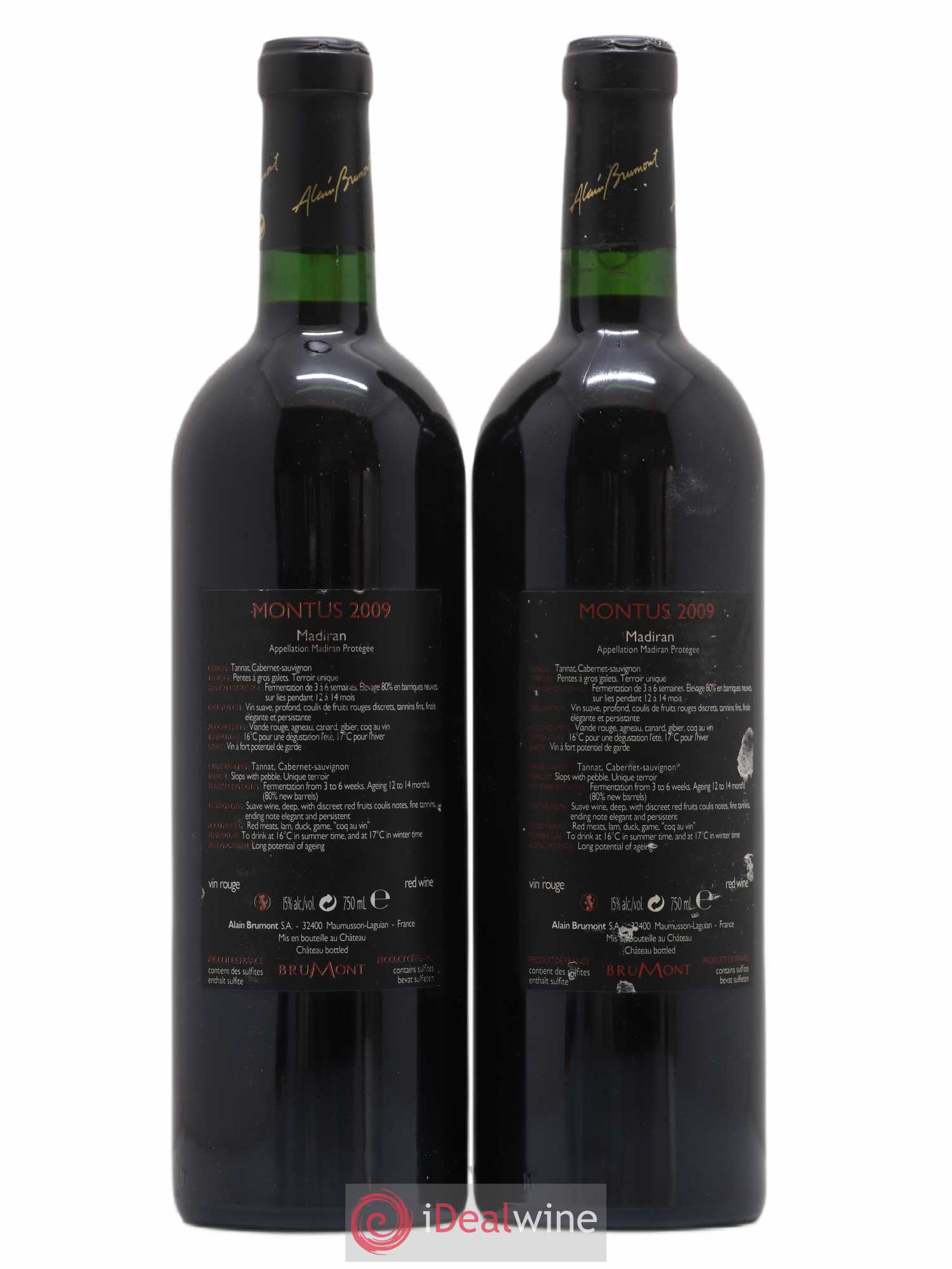 Madiran Château Montus Alain Brumont 2009 - Lot de 2 bouteilles - 1