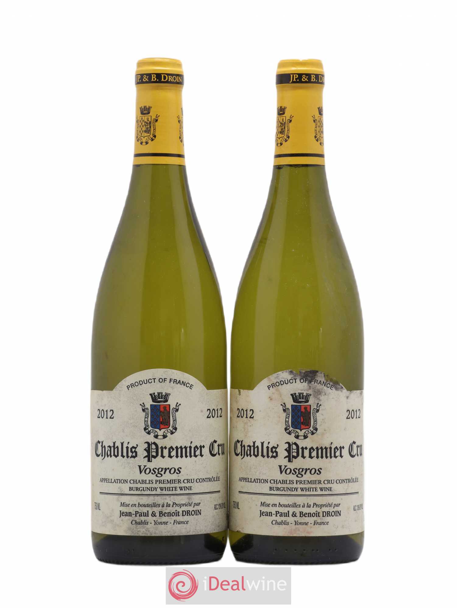 Chablis 1er Cru Vosgros Jean-Paul & Benoît Droin (Domaine) 2012 - Lot de 2 bouteilles - 0