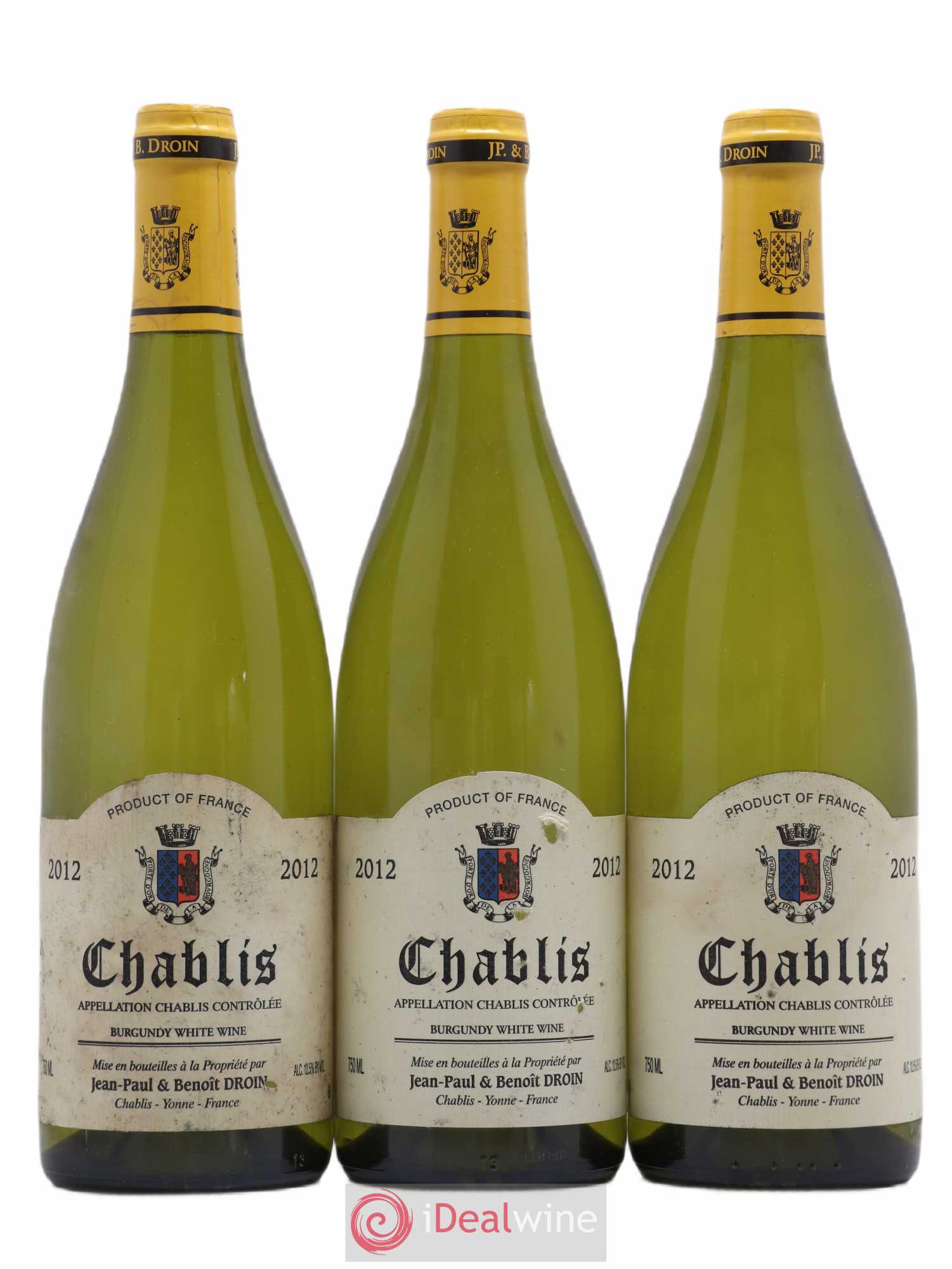 Chablis Jean-Paul & Benoît Droin (Domaine) 2012 - Lot de 3 bouteilles - 0