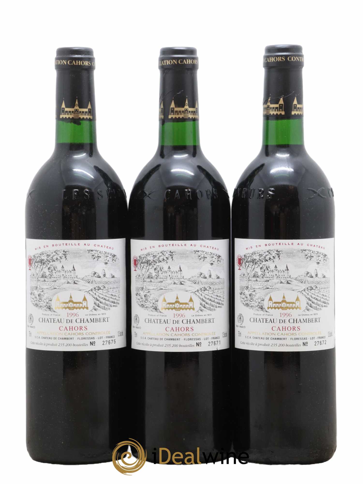 Cahors Château de Chambert 1996 - Lot de 3 bouteilles - 0