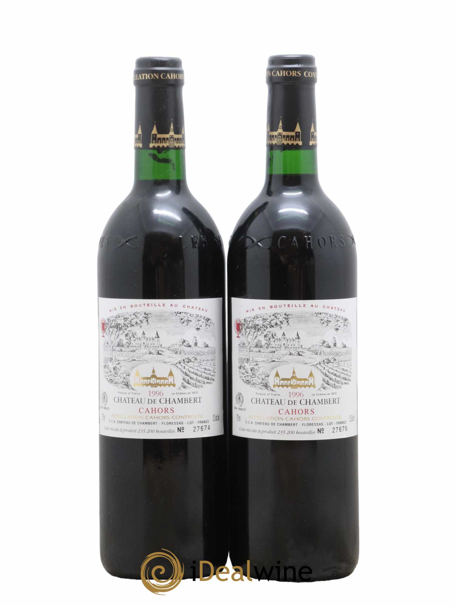 Cahors Château de Chambert 1996 - Lot de 2 bouteilles - 0