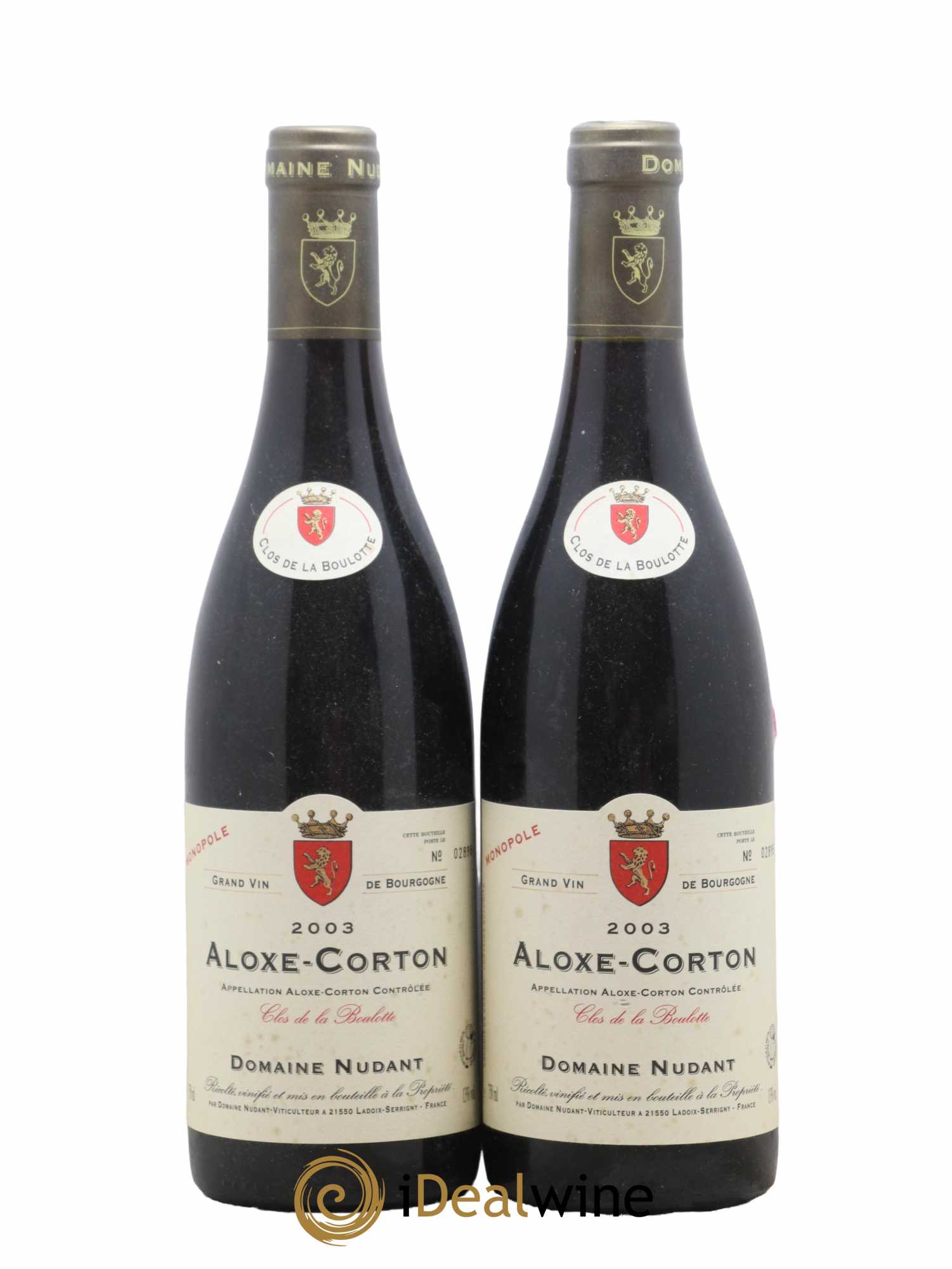 Aloxe-Corton Clos de la Boulotte Domaine Nudant 2003 - Lot de 2 bouteilles - 0