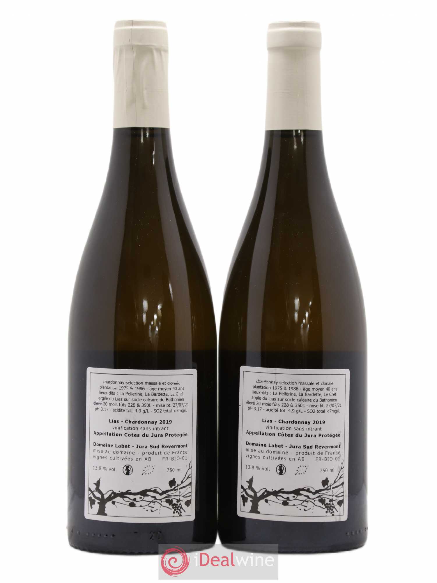 Côtes du Jura Chardonnay Lias Romain - Julien - Charline Labet 2019 - Lot de 2 bouteilles - 1