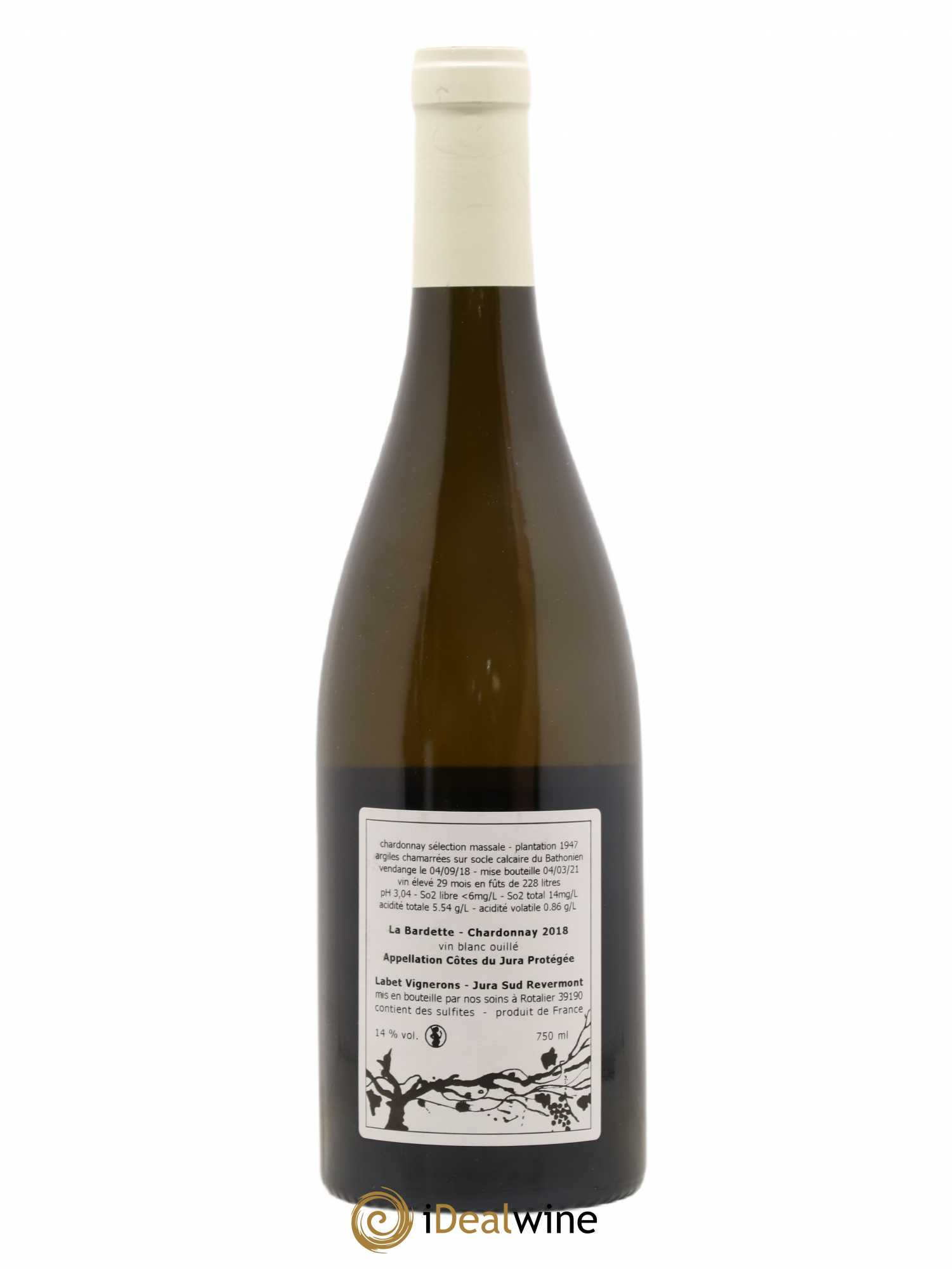 Côtes du Jura Chardonnay La Bardette Romain - Julien - Charline Labet 2018 - Lot de 1 bouteille - 1