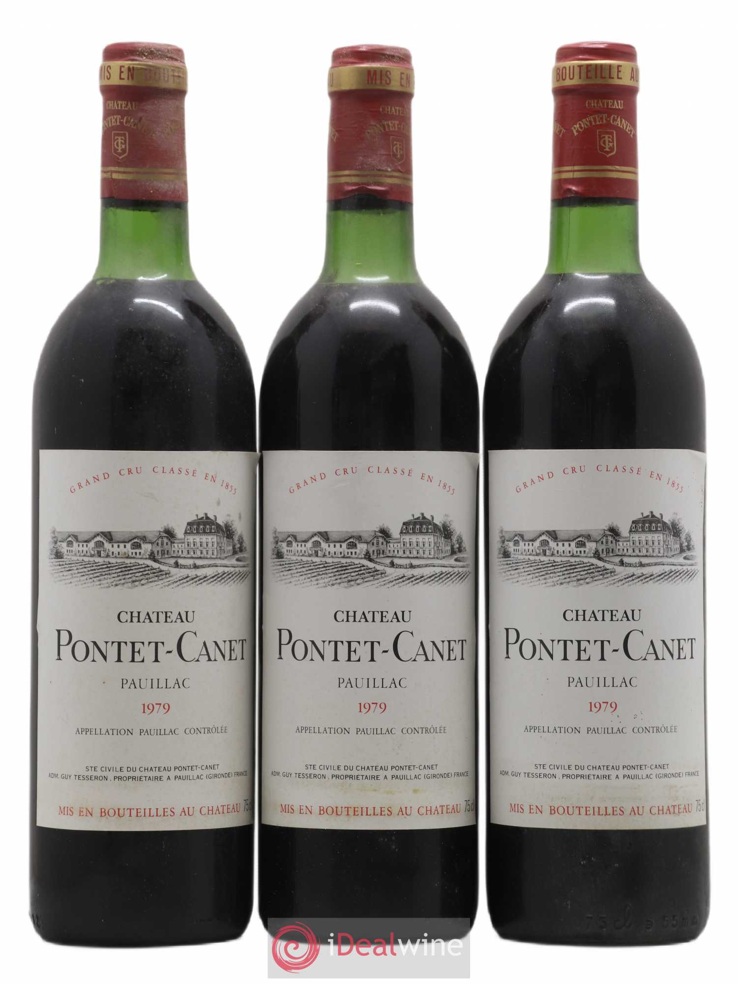 Château Pontet Canet 5ème Grand Cru Classé 1979 - Lot de 3 bouteilles - 0