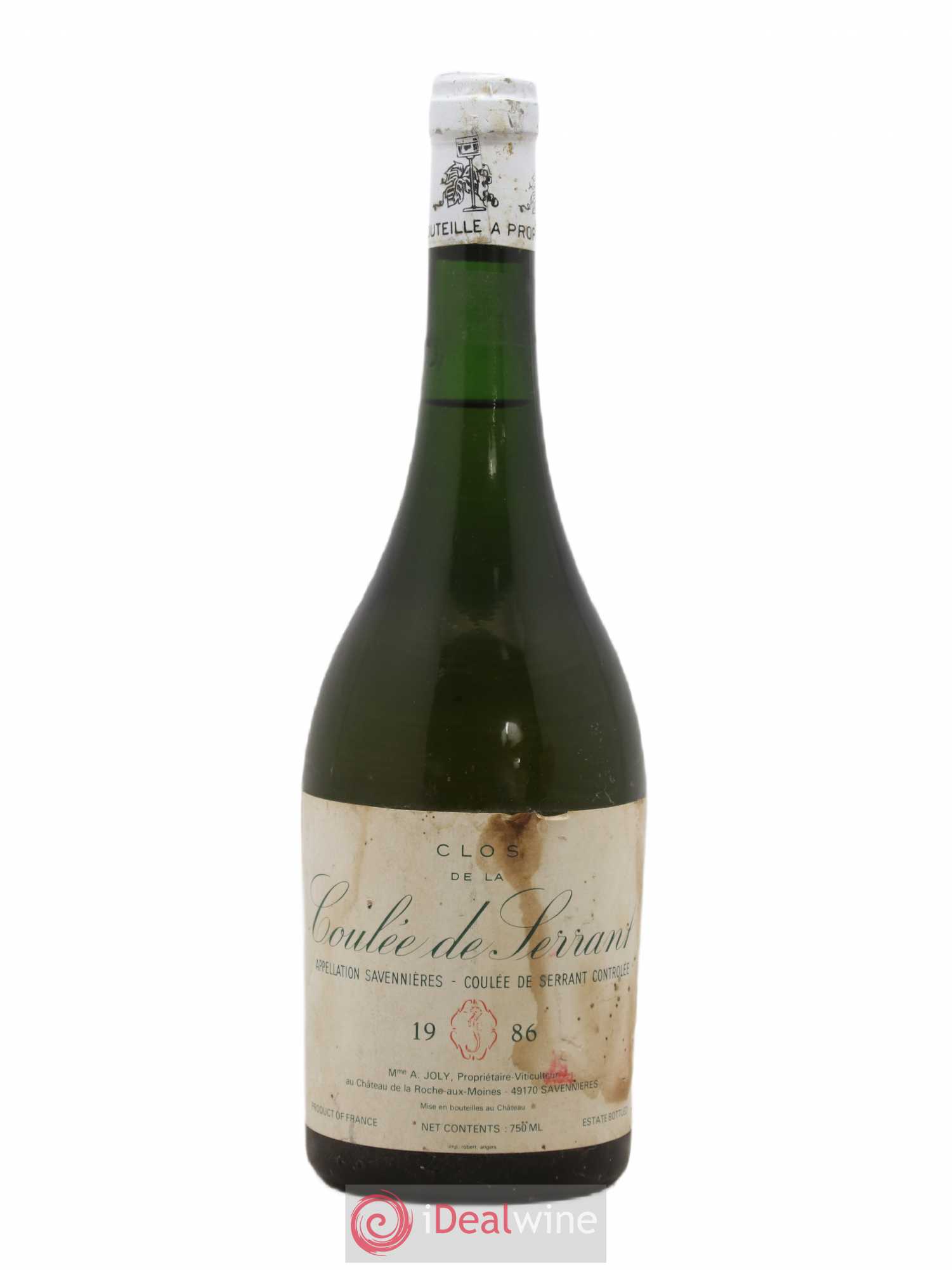 Savennières Clos de la Coulée de Serrant Vignobles de la Coulée de Serrant - Nicolas Joly 1986 - Lot de 1 bouteille - 0