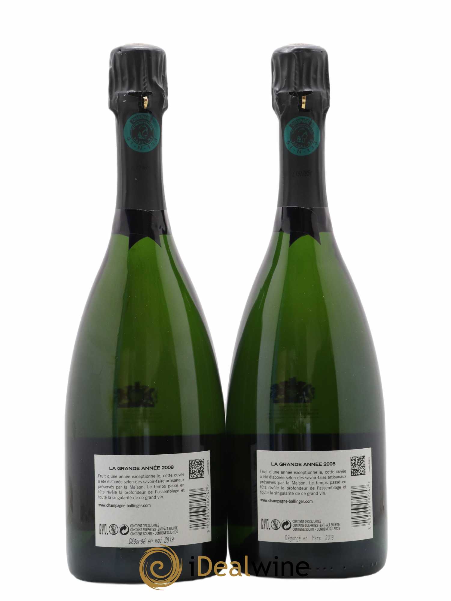 La Grande Année Brut Bollinger 2008 - Lot de 2 bouteilles - 1