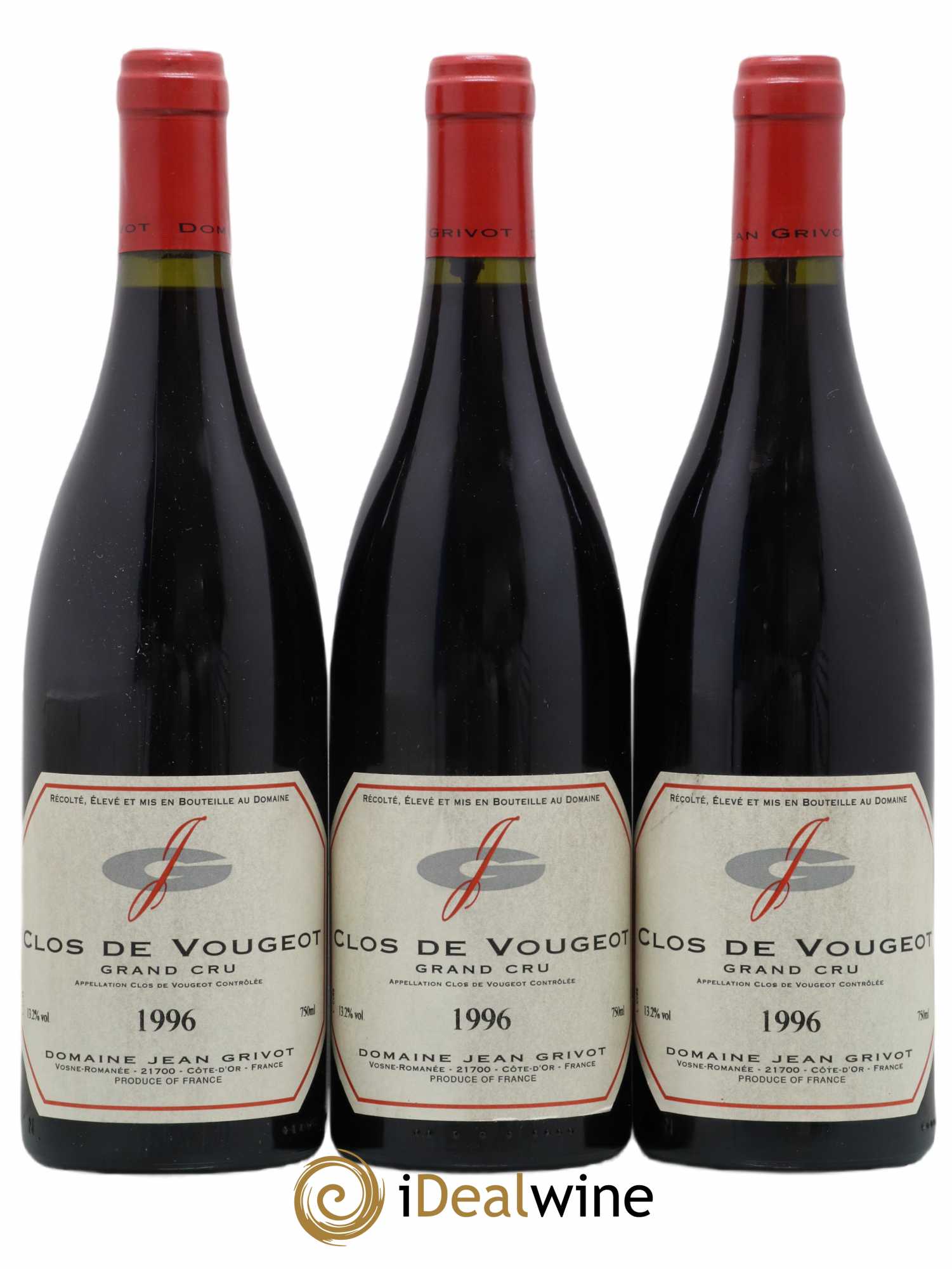 Clos de Vougeot Grand Cru Jean Grivot 1996 - Lot de 3 bouteilles - 0