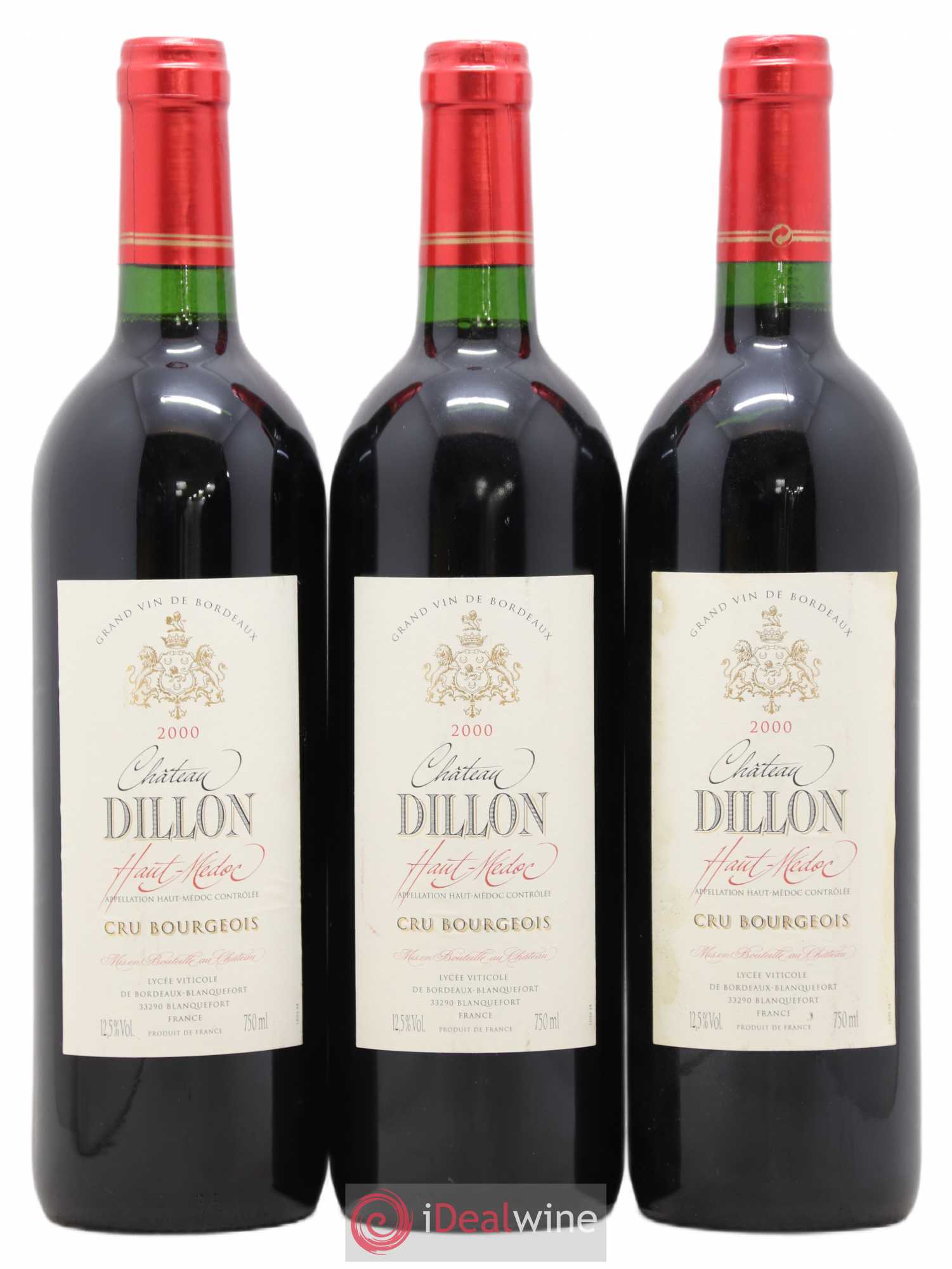 Château Dillon Cru Bourgeois 2000 - Lot de 3 bouteilles - 0