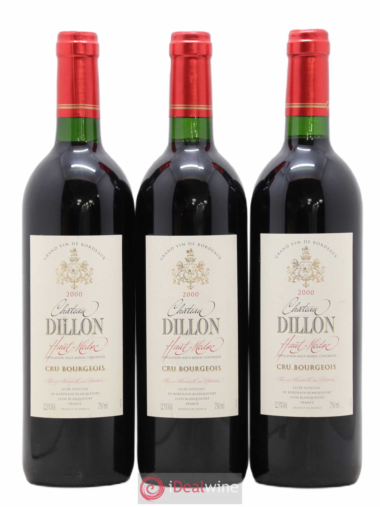 Château Dillon Cru Bourgeois 2000 - Lot de 3 bouteilles - 0