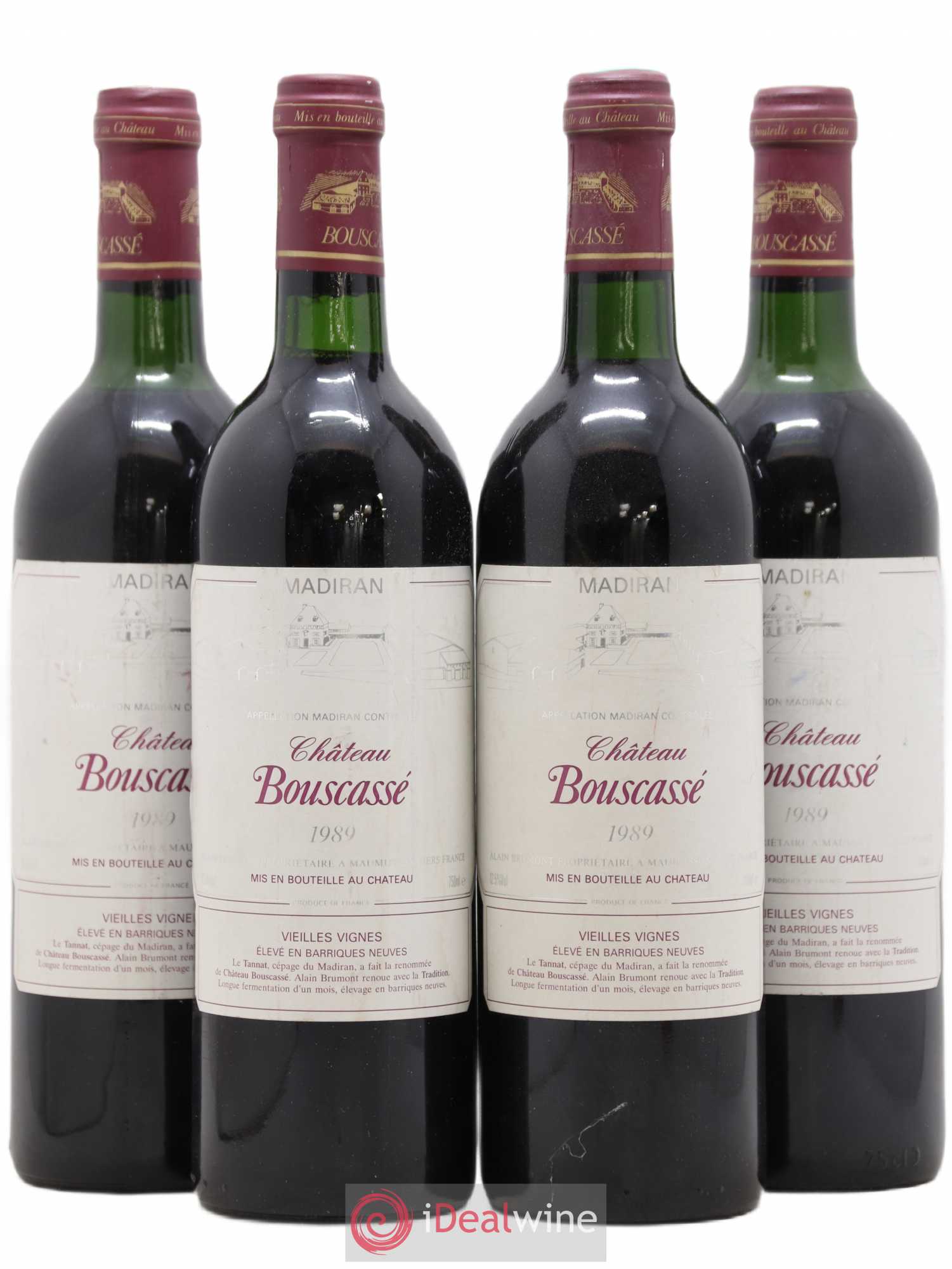 Madiran Château Bouscassé Alain Brumont 1989 - Lot de 4 bouteilles - 0