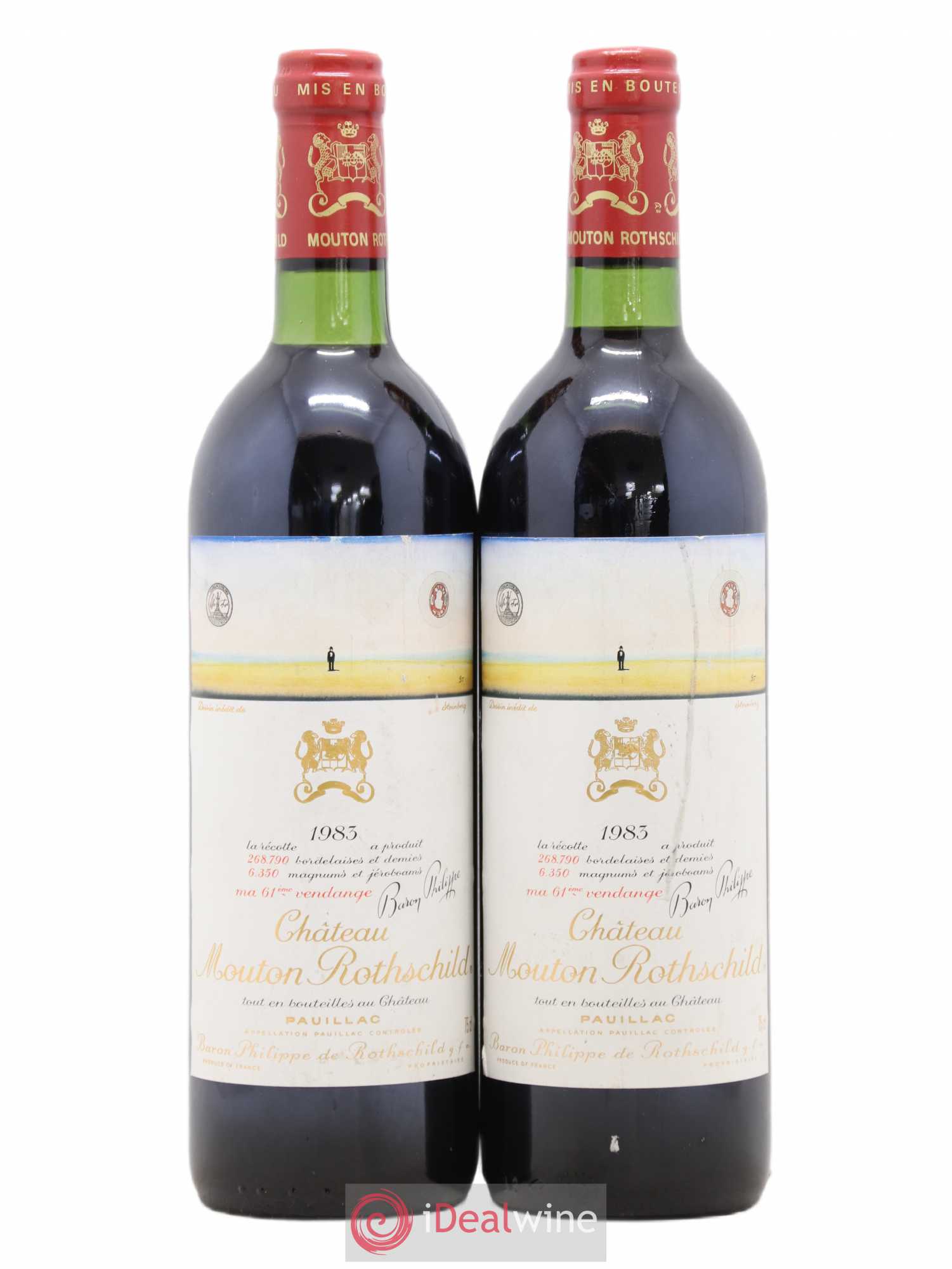 Château Mouton Rothschild 1er Grand Cru Classé 1983 - Lot de 2 bouteilles - 0