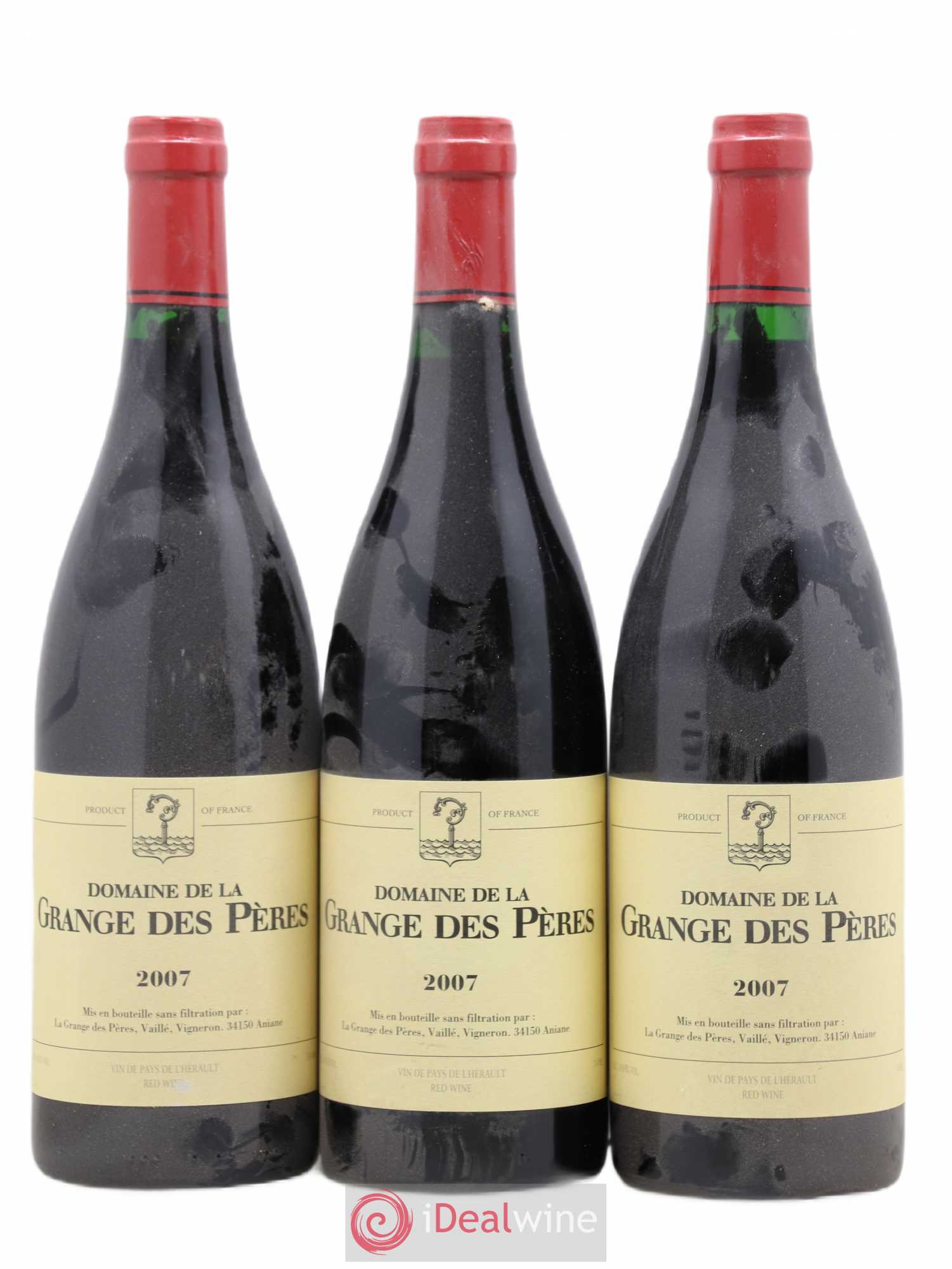 Pays d'Hérault Grange des Pères Laurent Vaillé 2007 - Lot de 3 bouteilles - 0