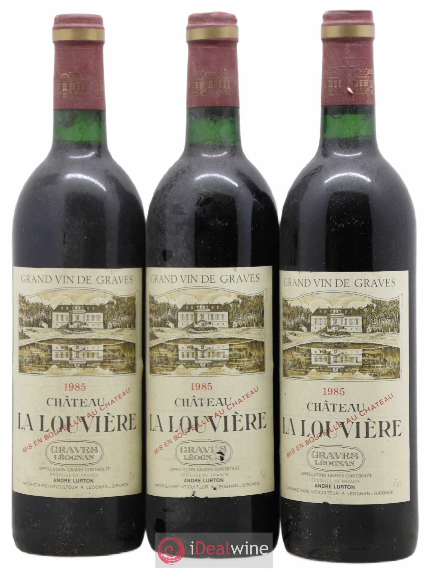 Château la Louvière 1985 - Lot de 3 bouteilles - 0