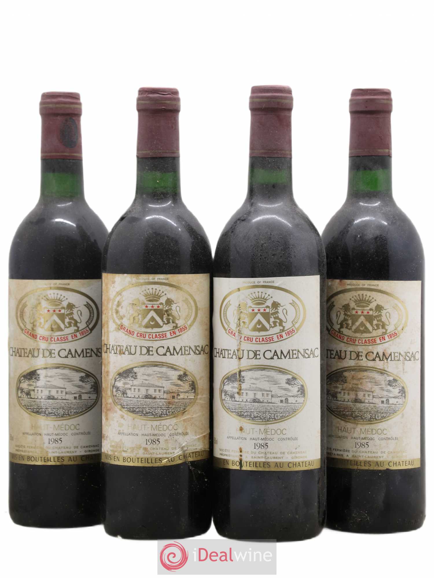 Château Camensac 5ème Grand Cru Classé 1985 - Lot de 4 bouteilles - 0