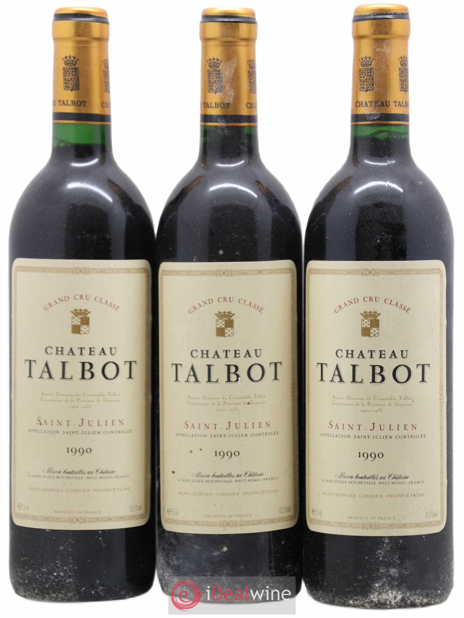 Château Talbot 4ème Grand Cru Classé 1990 - Lot de 3 bouteilles - 0