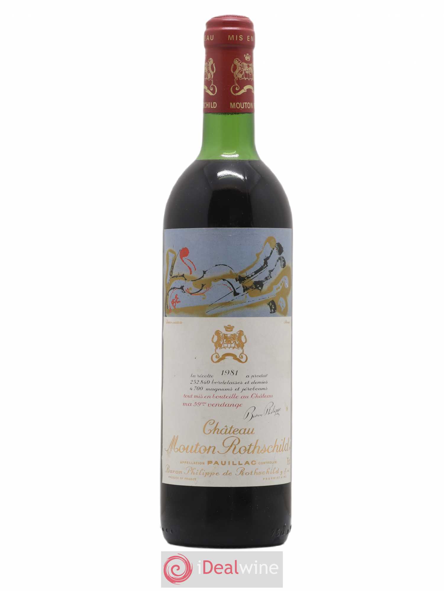 Château Mouton Rothschild 1er Grand Cru Classé 1981 - Lot de 1 bouteille - 0